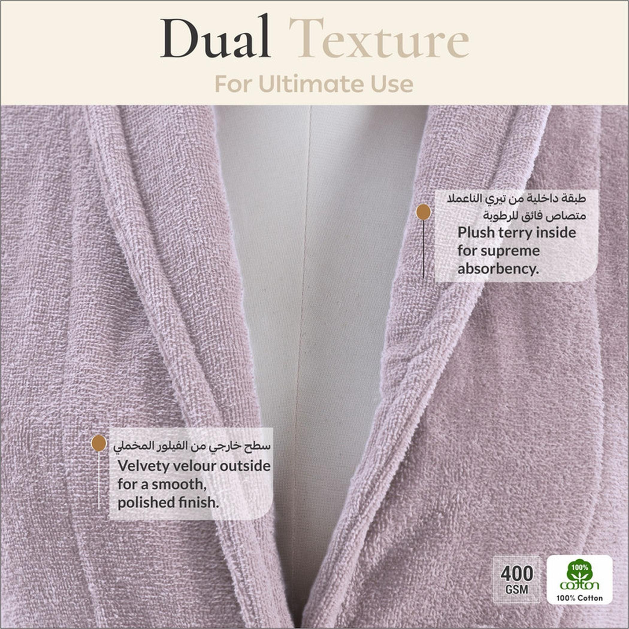 Solid 400 GSM Cotton Velour Shawl Collar Bathrobe with Pockets - Small & Medium-household-bathandlaundry-bathlinen-bathrobesandslippers-bathrobes-image-4