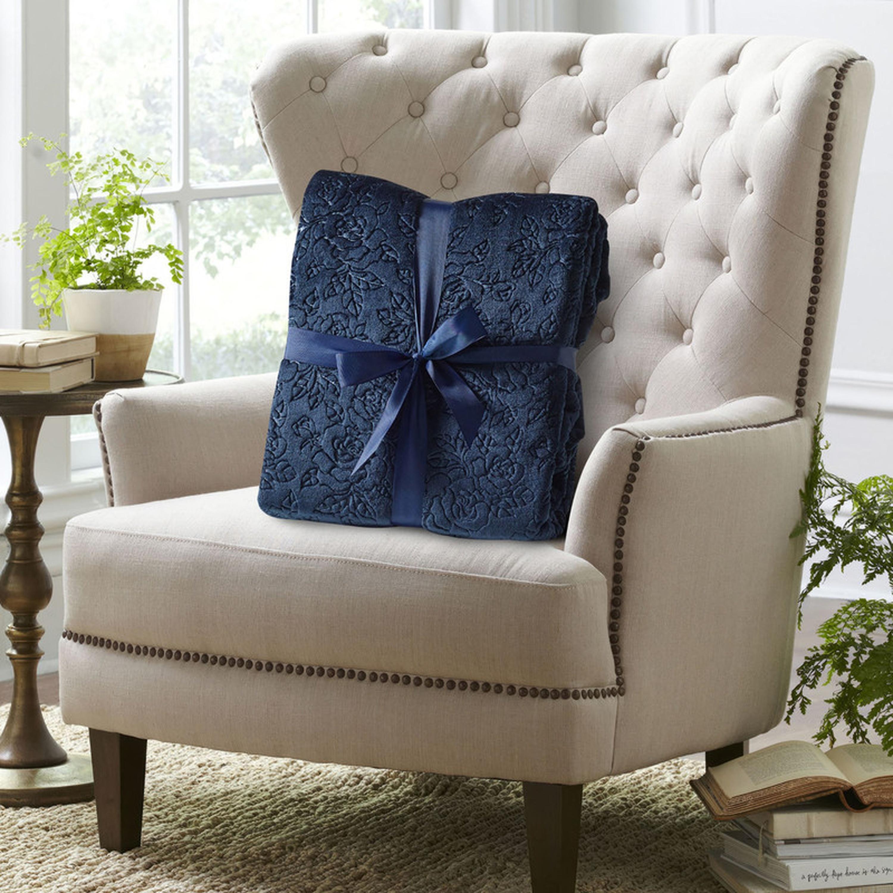 Floral Textured Fleece King Blanket - 210x240 cms-household-bedding-blankets-image-2