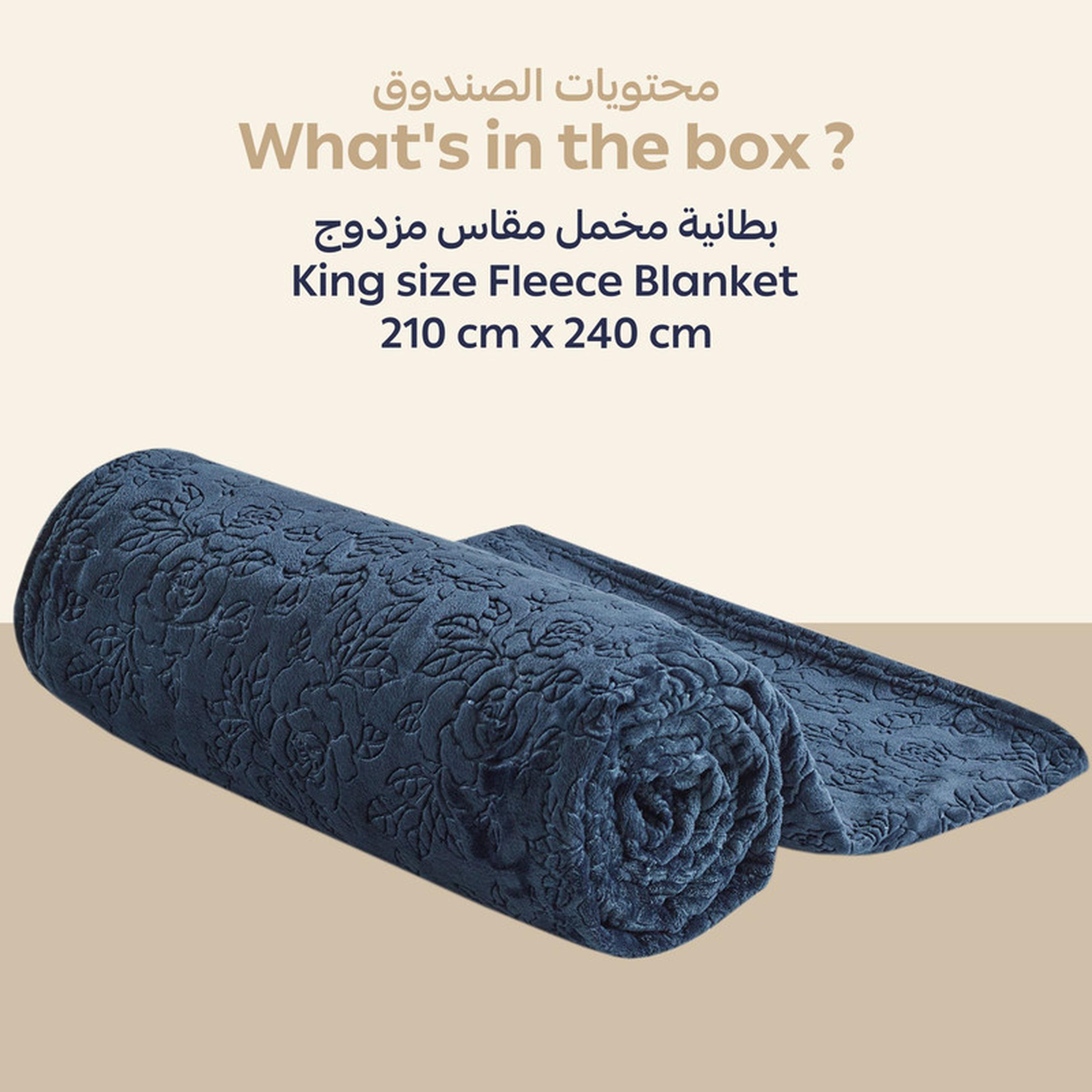 Floral Textured Fleece King Blanket - 210x240 cms-household-bedding-blankets-image-3