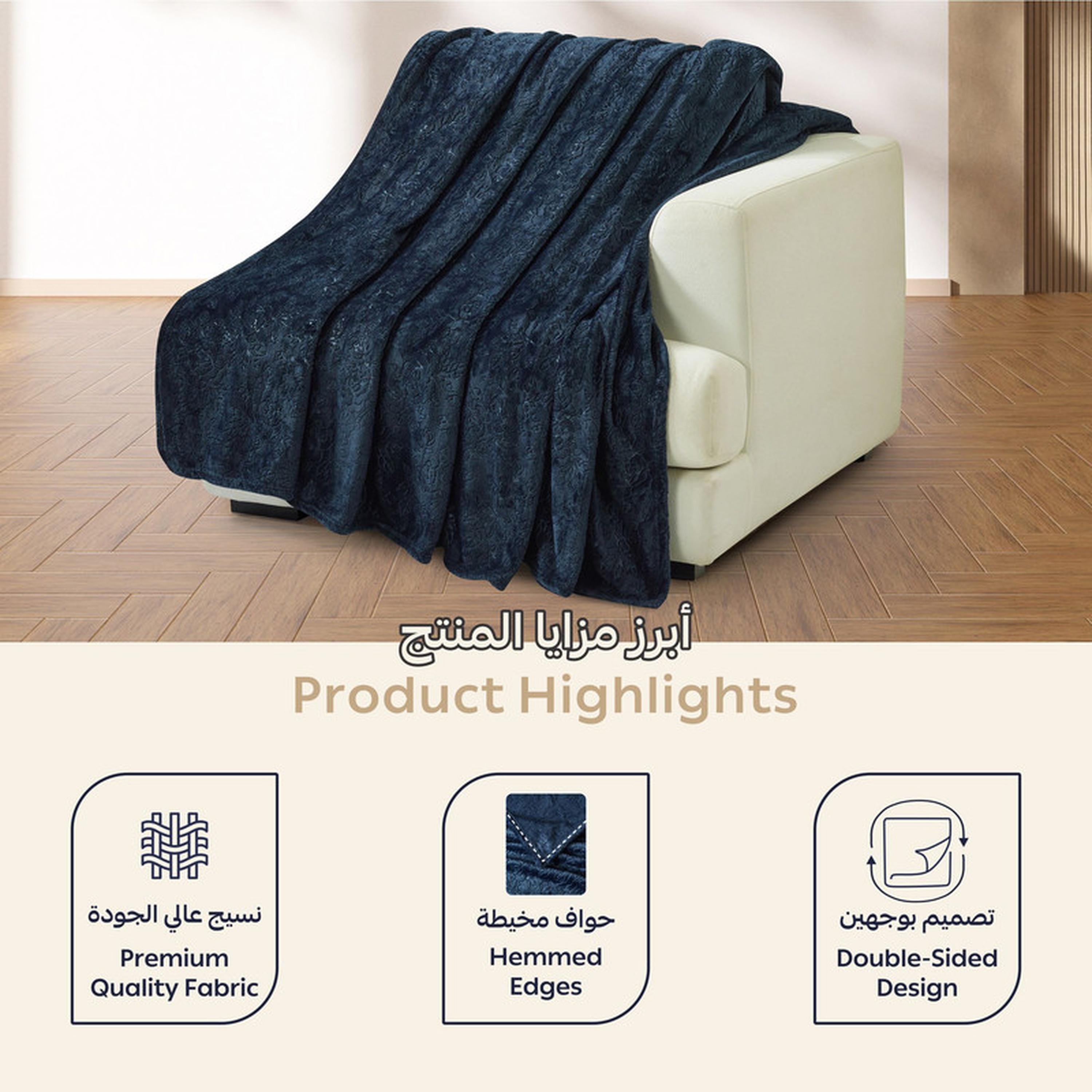 Floral Textured Fleece King Blanket - 210x240 cms-household-bedding-blankets-image-4