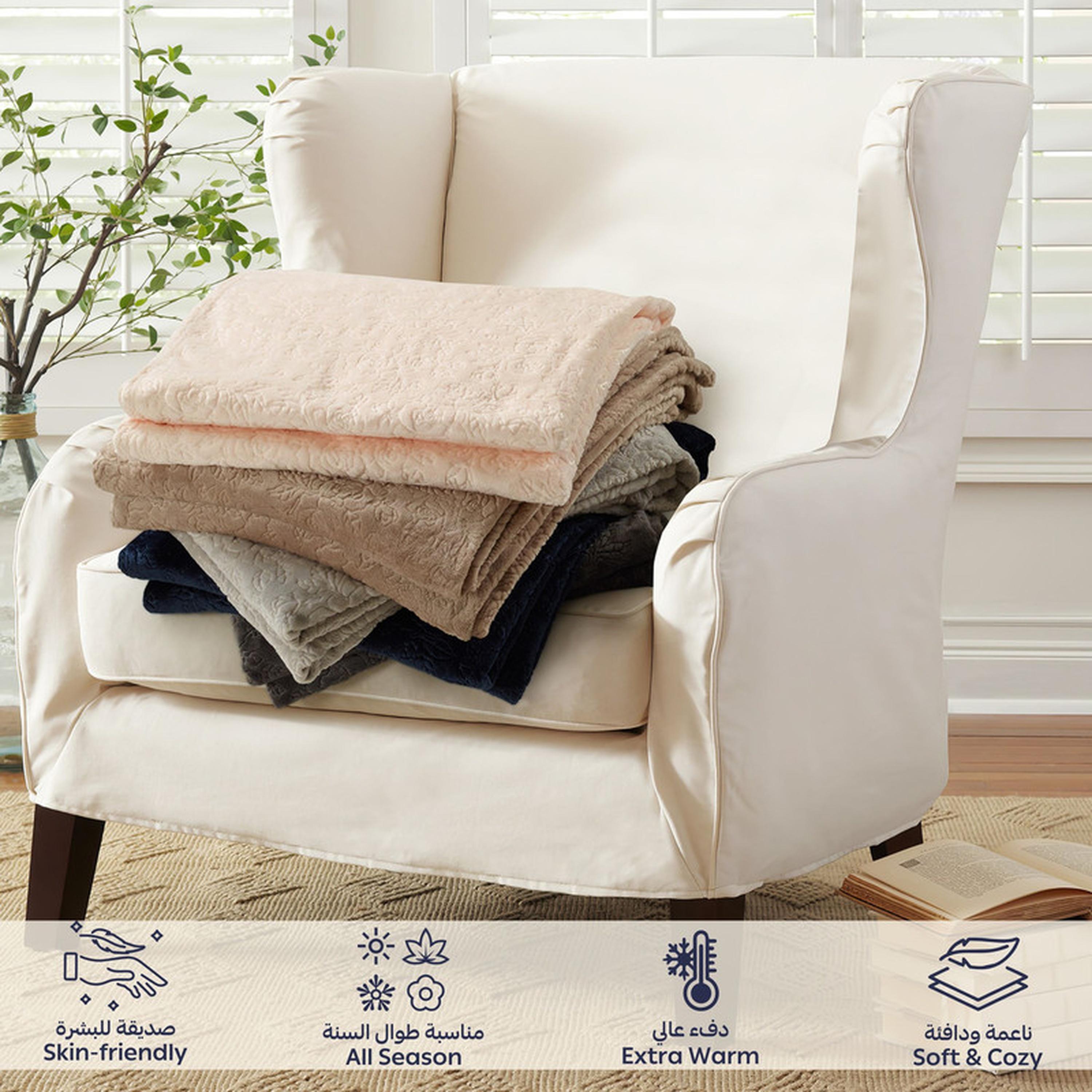 Floral Textured Fleece King Blanket - 210x240 cms-household-bedding-blankets-image-6