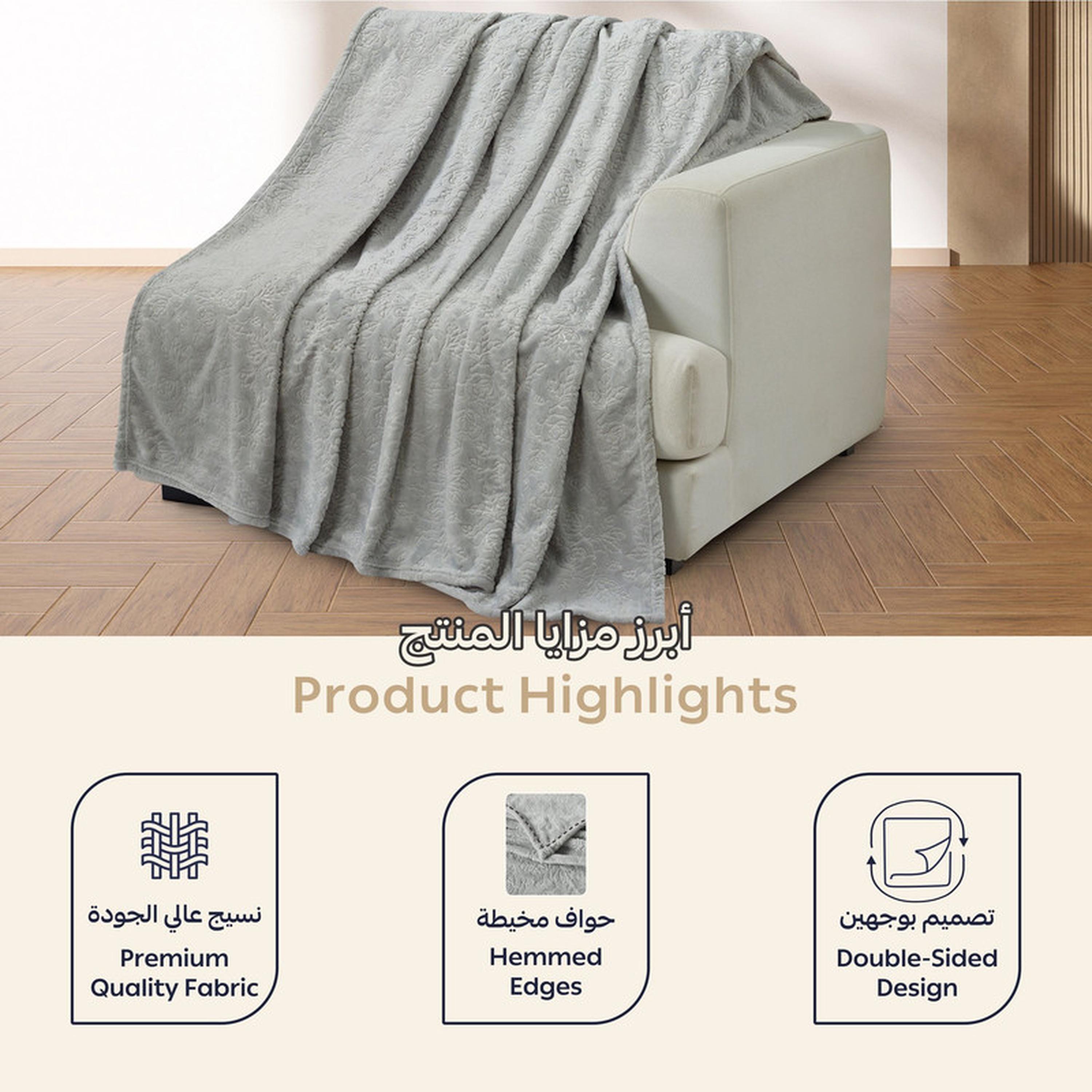 بطانية كينج مخملية بنقوش زهرية من دونتيلا - 210x240 سم-household-bedding-blankets-image-4