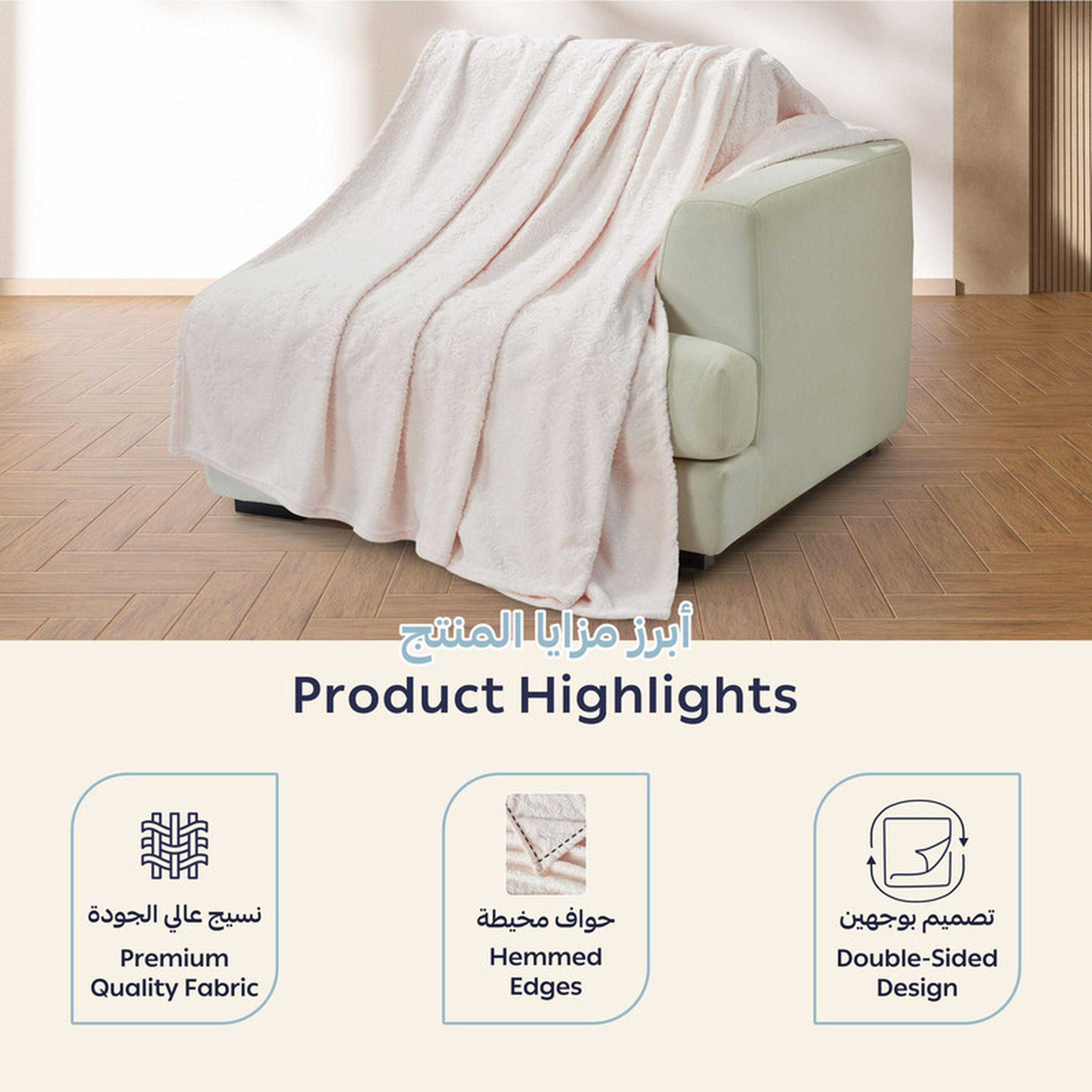 Floral Textured Fleece Single Blanket - 170x210 cms-household-bedding-blankets-image-4