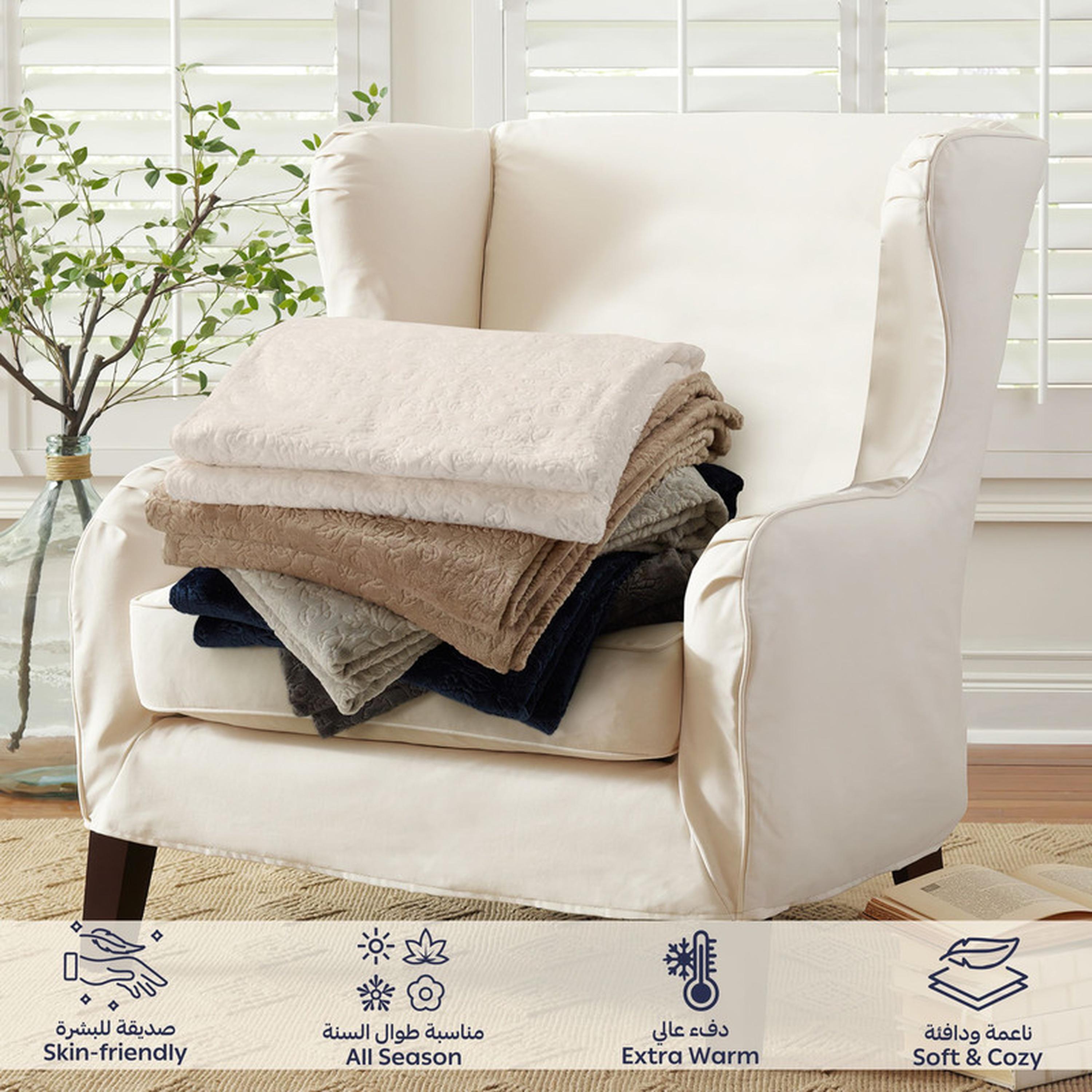 Floral Textured Fleece Single Blanket - 170x210 cms-household-bedding-blankets-image-6