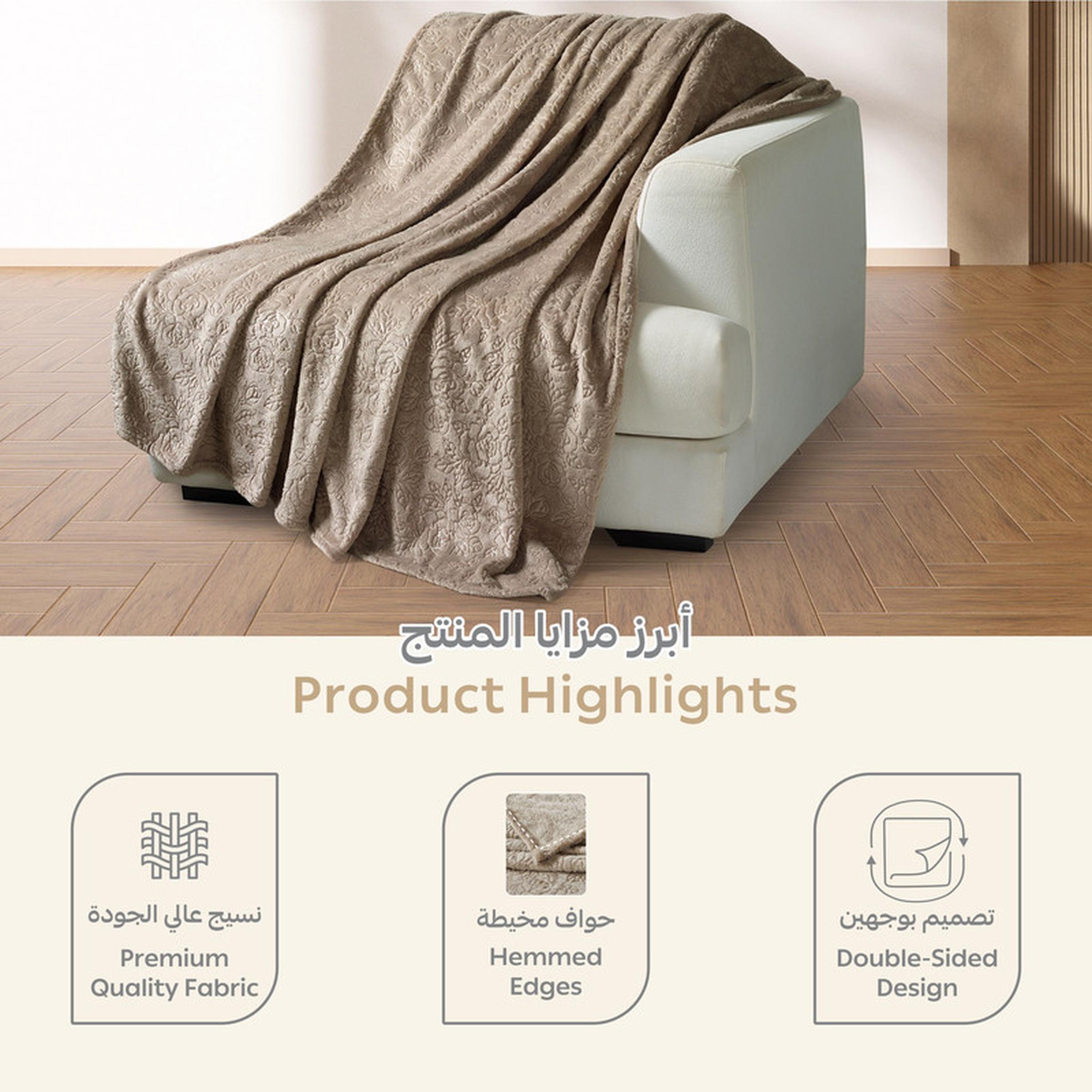 Floral Textured Fleece Single Blanket - 170x210 cms-household-bedding-blankets-image-4