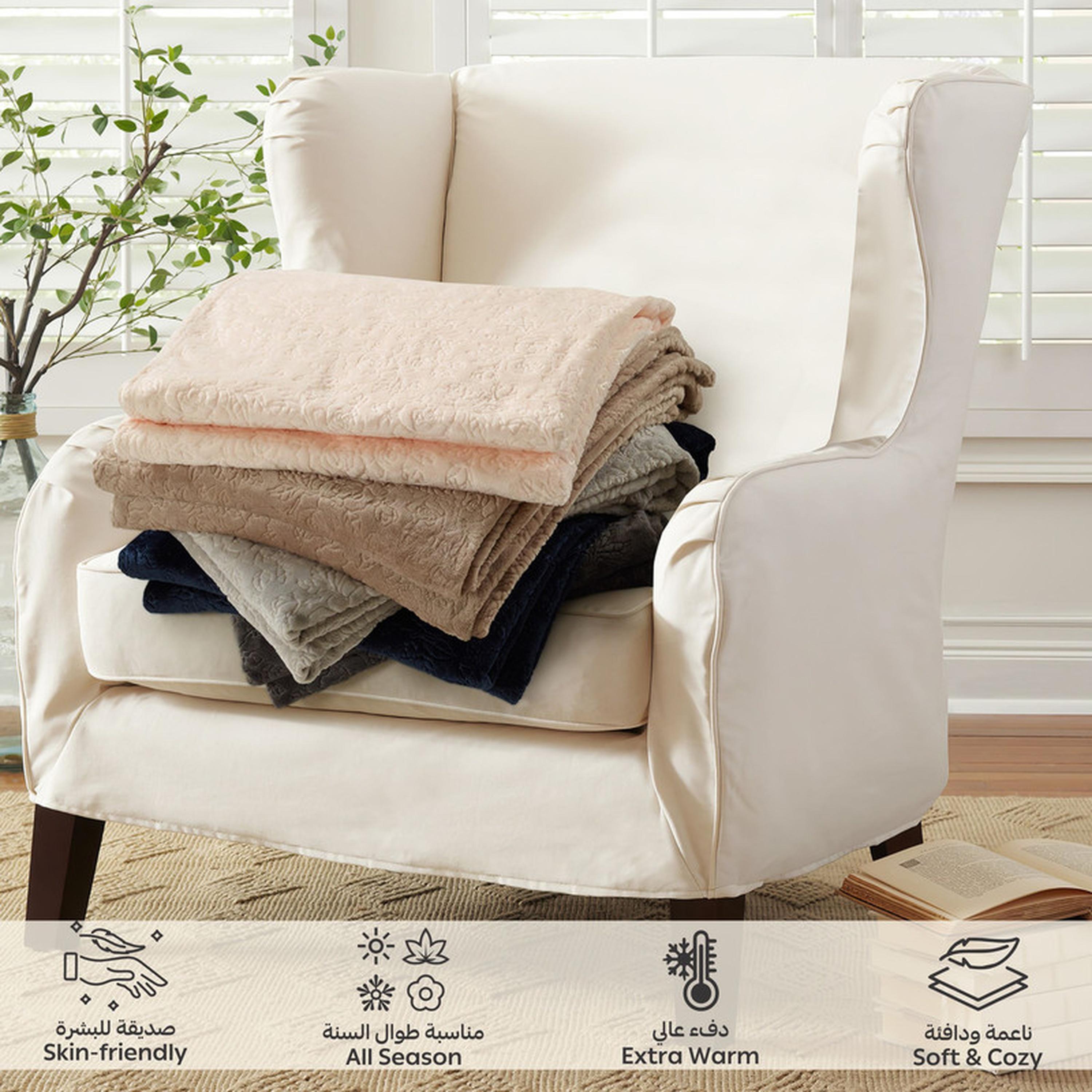 Floral Textured Fleece Single Blanket - 170x210 cms-household-bedding-blankets-image-6