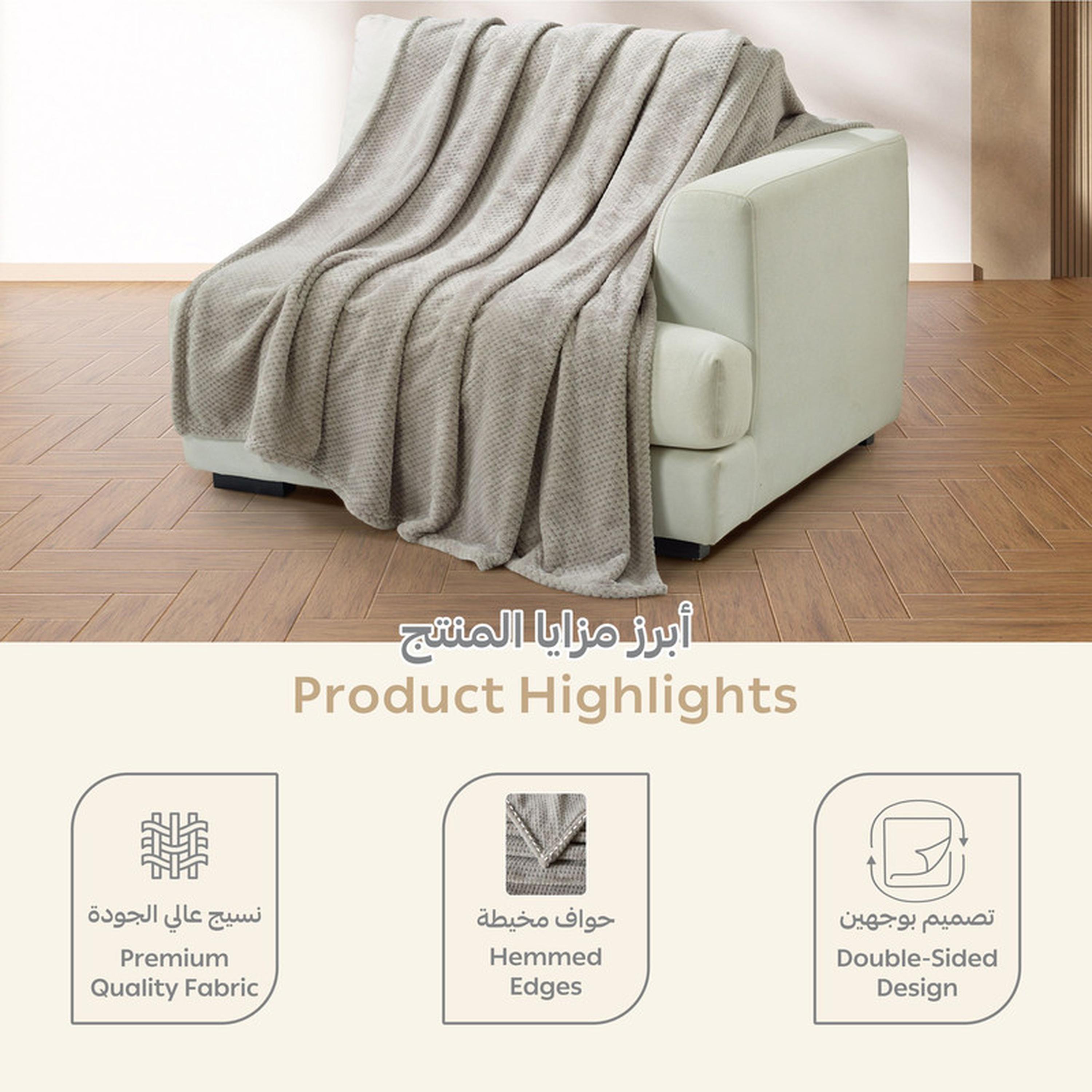 بطانية كينج مخملية بتصميم وافل من دونتيلا - 210x240 سم-household-bedding-blankets-image-4