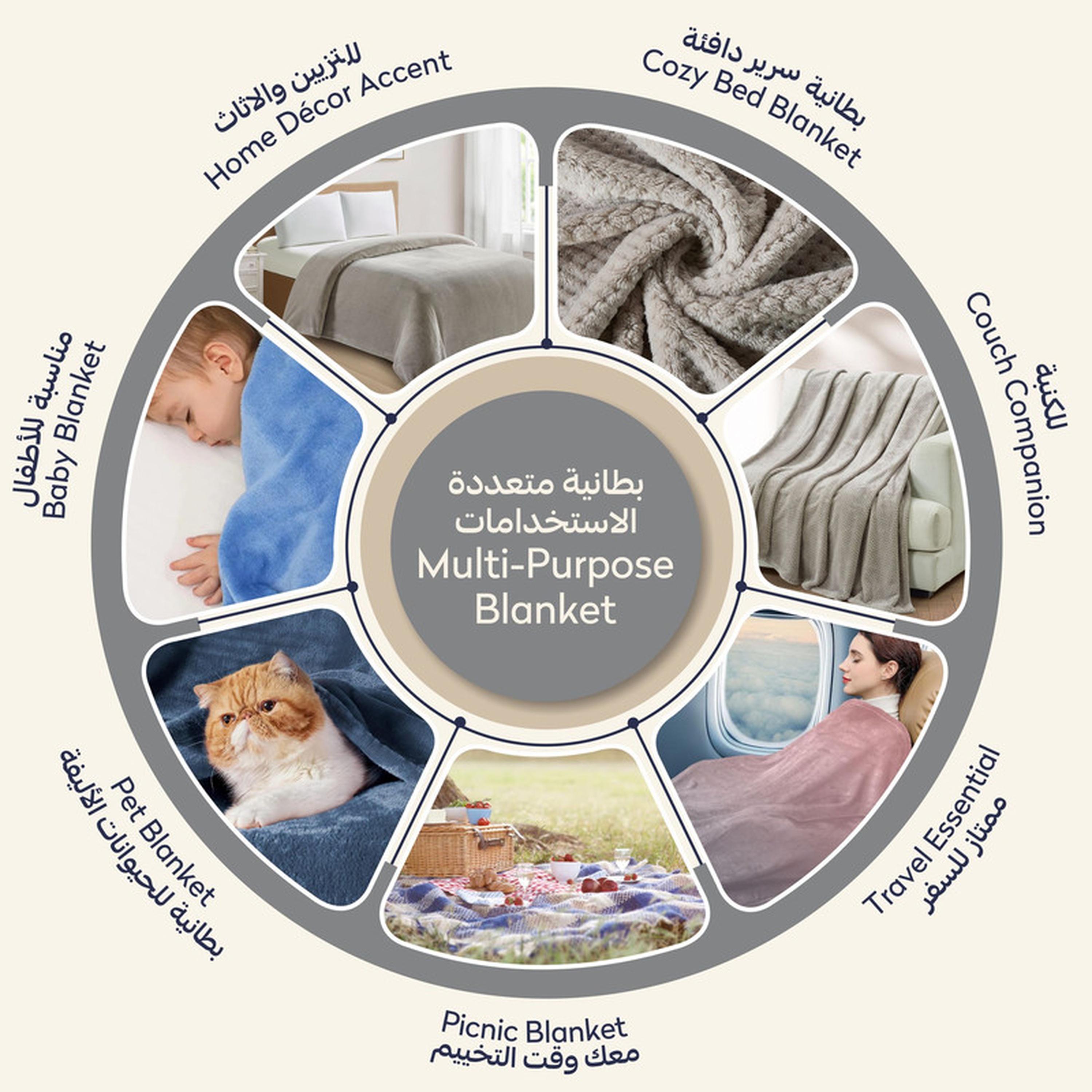 بطانية كينج مخملية بتصميم وافل من دونتيلا - 210x240 سم-household-bedding-blankets-image-5