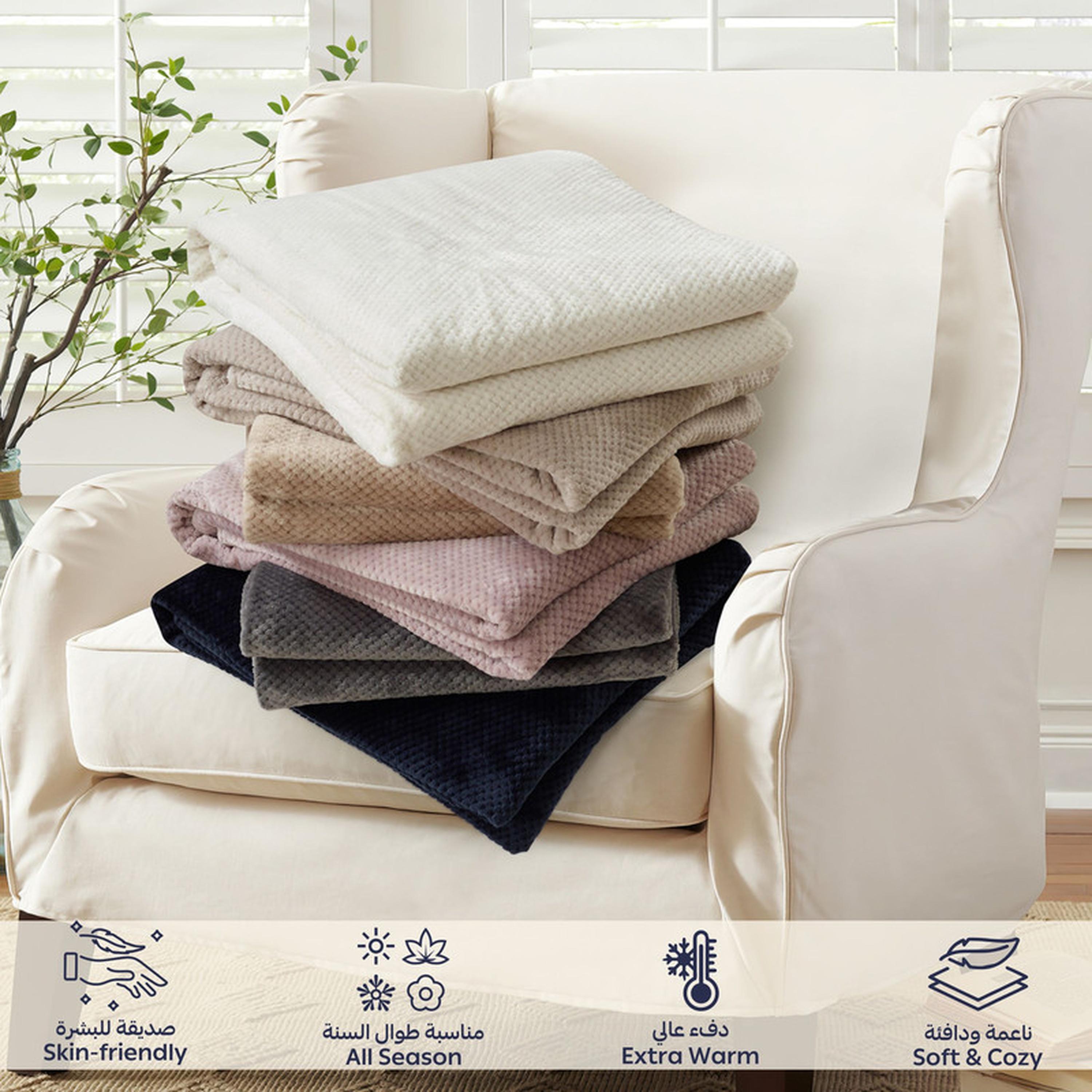 بطانية كينج مخملية بتصميم وافل من دونتيلا - 210x240 سم-household-bedding-blankets-image-6