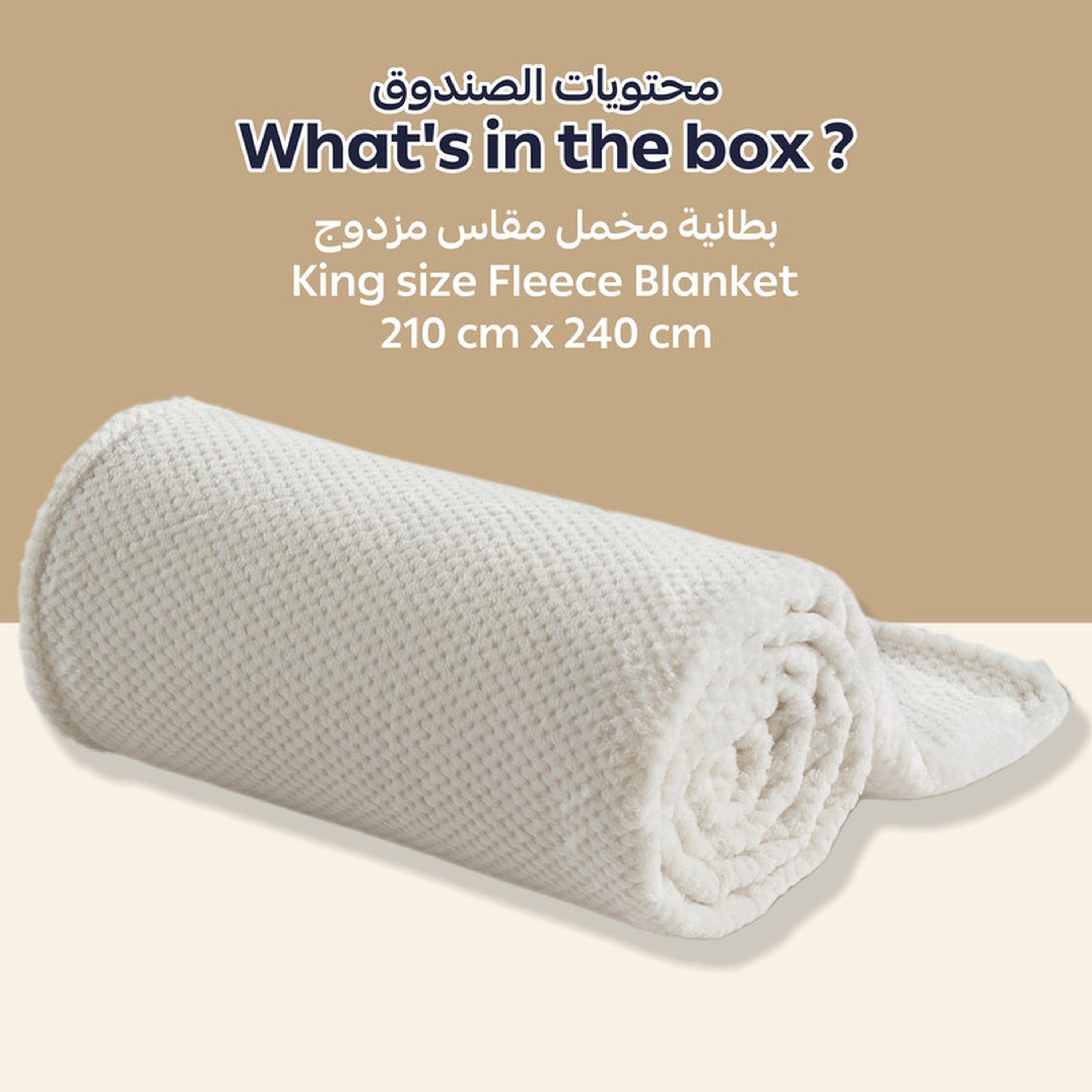 Waffle Textured Fleece King Blanket - 210x240 cms-household-bedding-blankets-image-3
