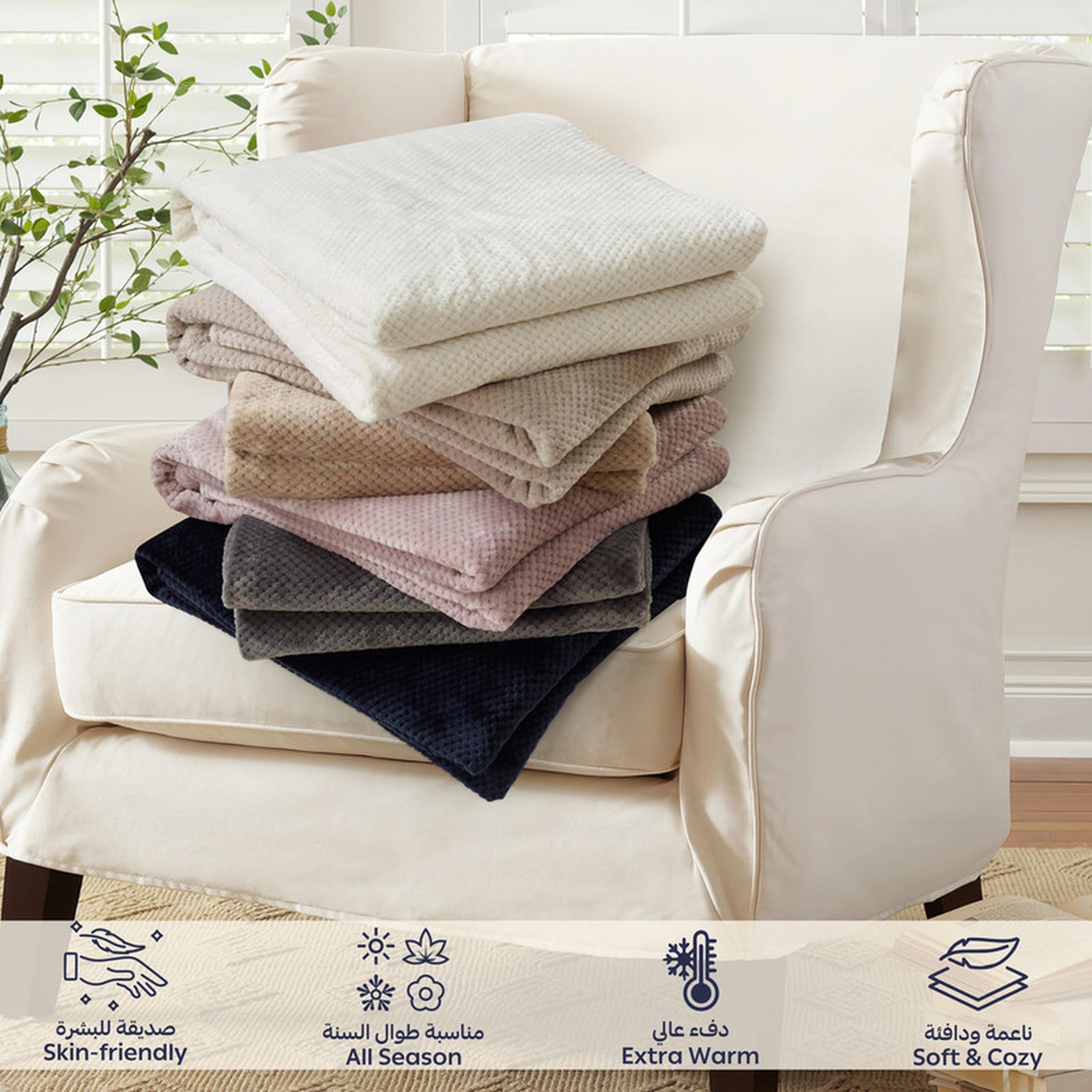 Waffle Textured Fleece King Blanket - 210x240 cms-household-bedding-blankets-image-6