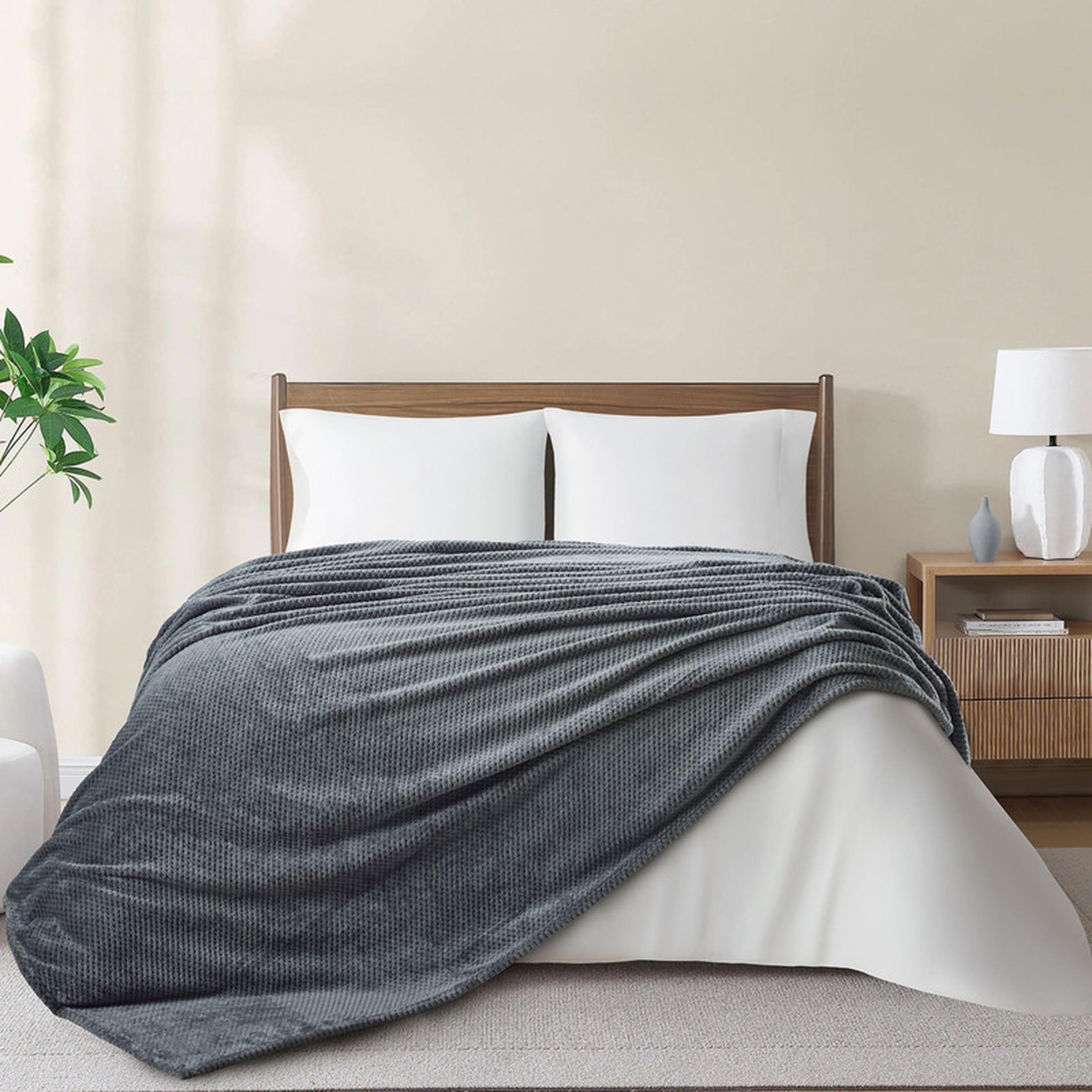 بطانية توين صوف وافل بارزة الملمس من دونتيلا - 170x210 سم-household-bedding-blankets-image-1