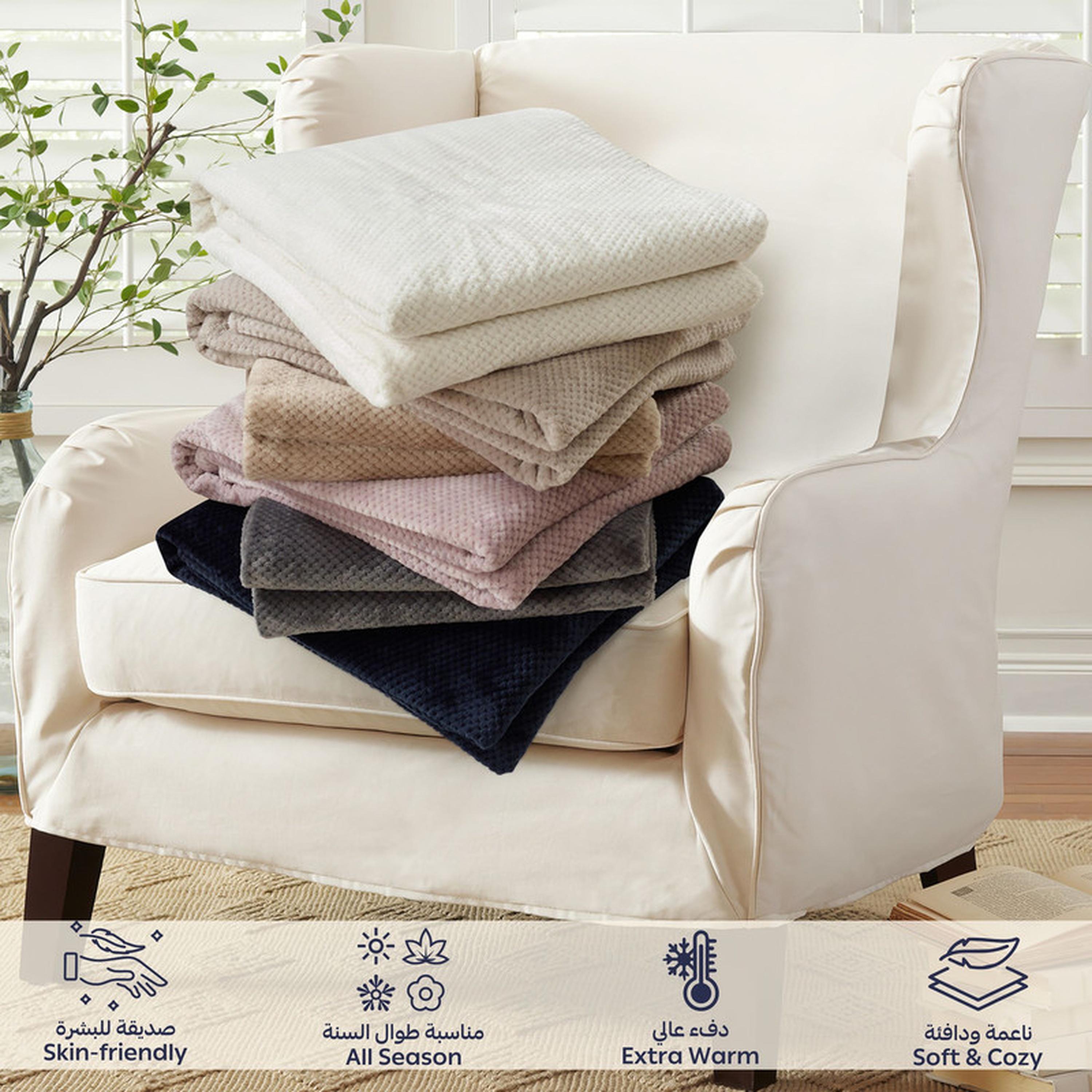 بطانية توين صوف وافل بارزة الملمس من دونتيلا - 170x210 سم-household-bedding-blankets-image-6