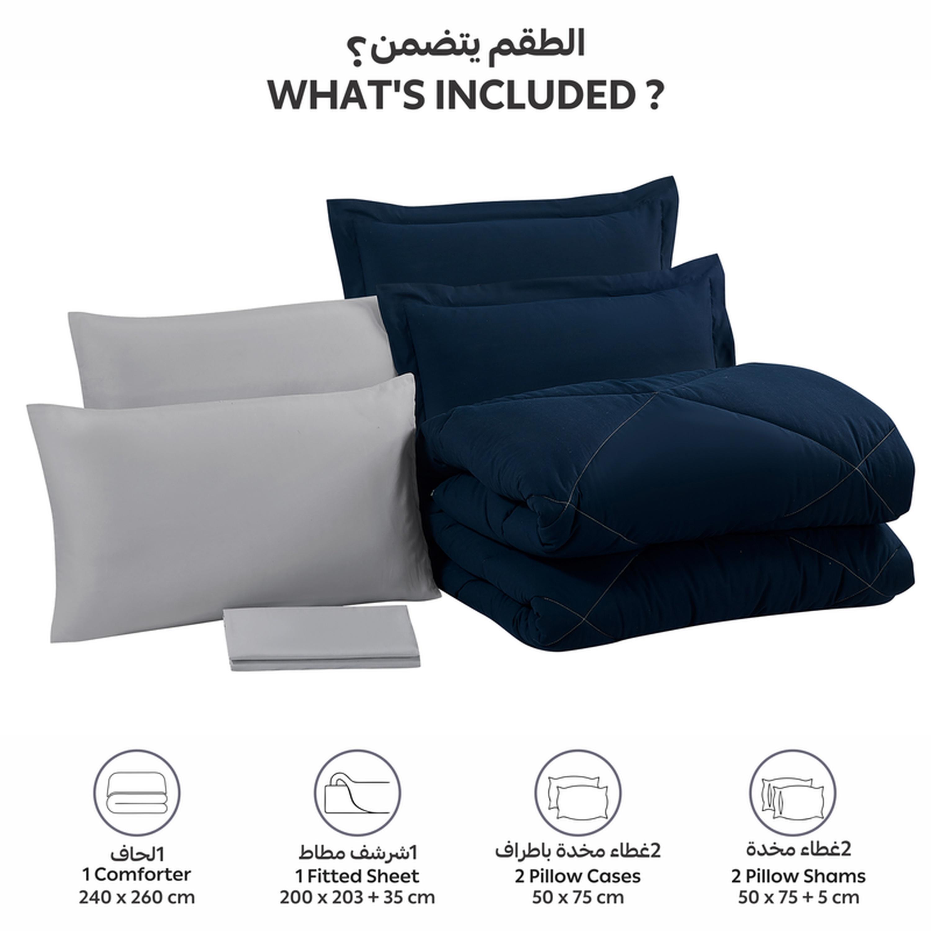 Diamond Quilted 6-Piece King Comforter Set - 240x260 cm-household-bedding-comfortersandbedspreads-comforters-image-3