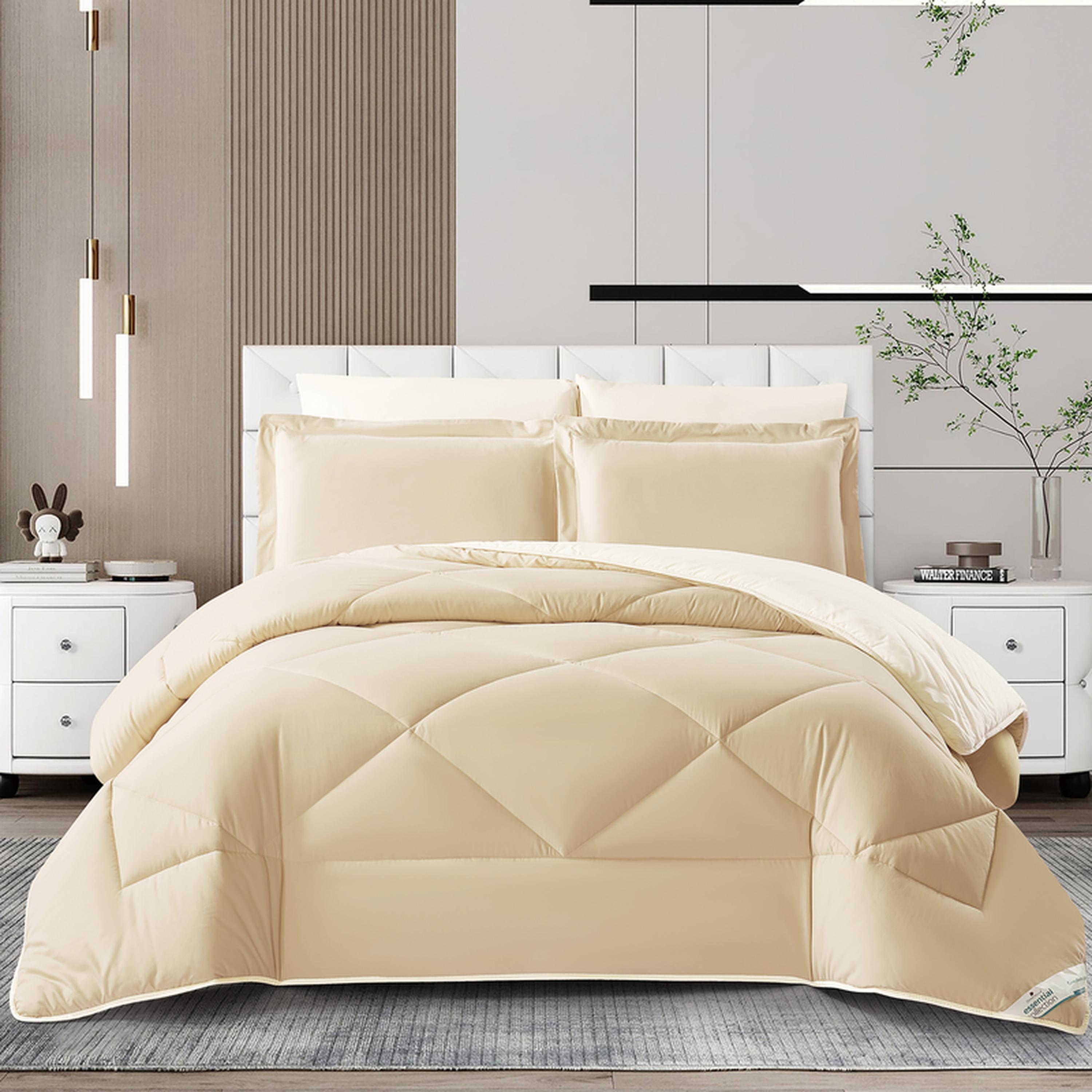 Diamond Quilted 6-Piece King Comforter Set - 240x260 cm-household-bedding-comfortersandbedspreads-comforters-image-1