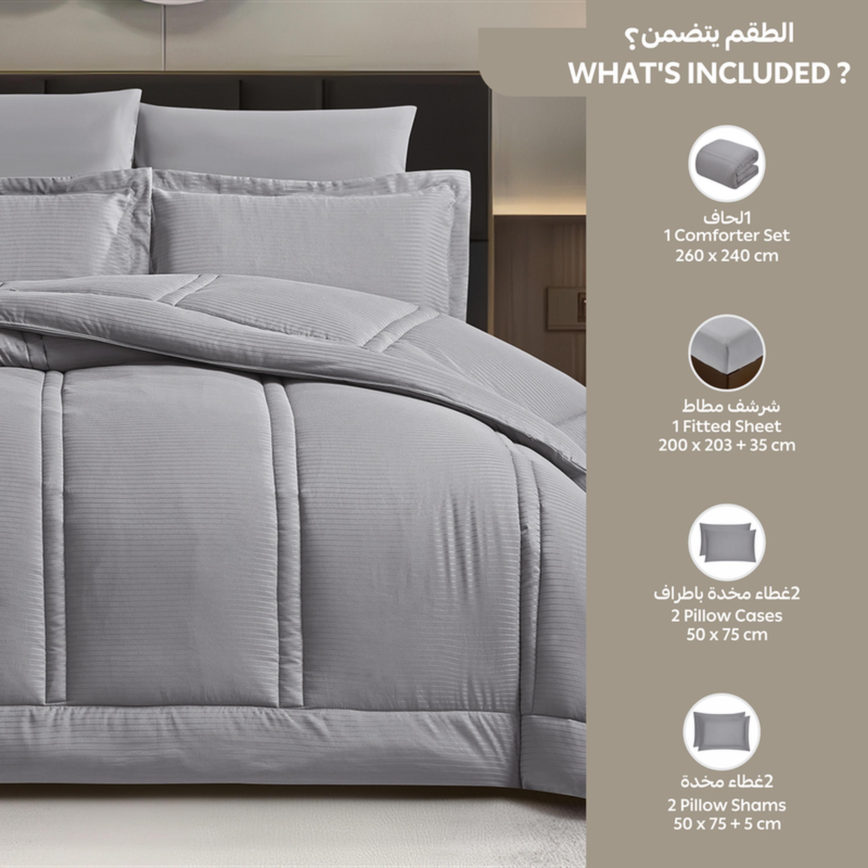 Thin Striped 6-Piece King Comforter Set - 240x260 cms-household-bedding-comfortersandbedspreads-comforters-image-39