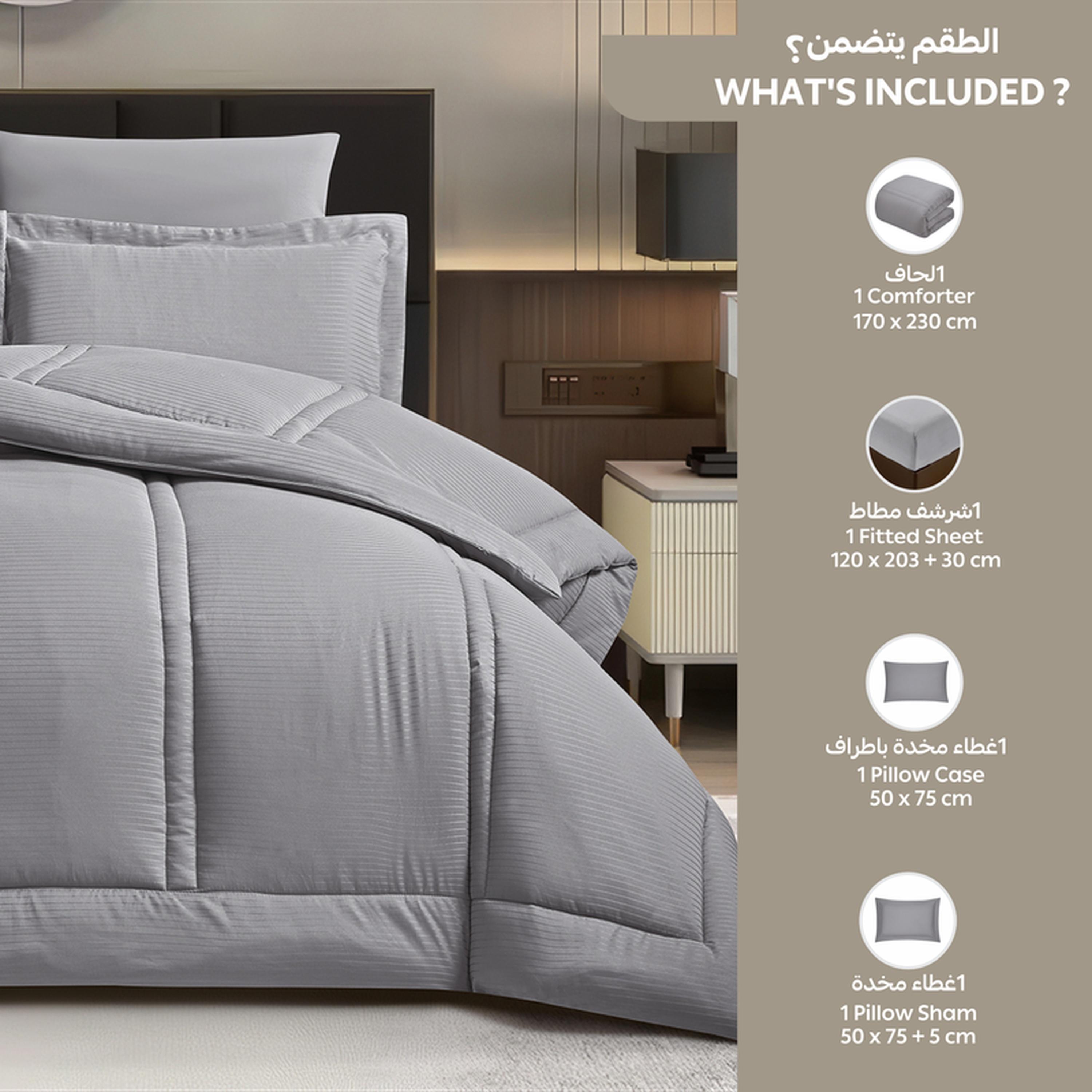 Striped 4-Piece Single Comforter Set - 170x230 cms-household-bedding-comfortersandbedspreads-comforters-image-33