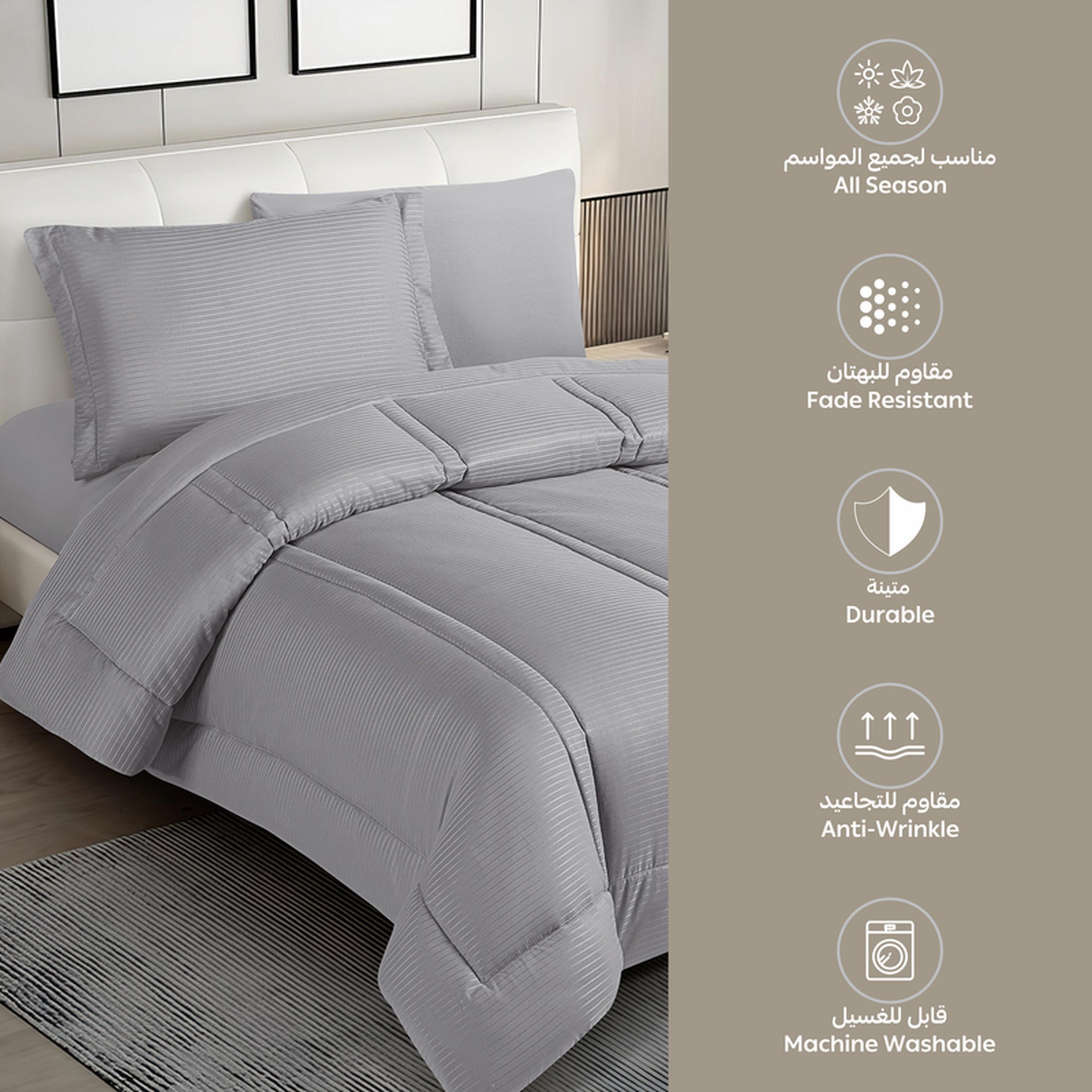 Striped 4-Piece Single Comforter Set - 170x230 cms-household-bedding-comfortersandbedspreads-comforters-image-34