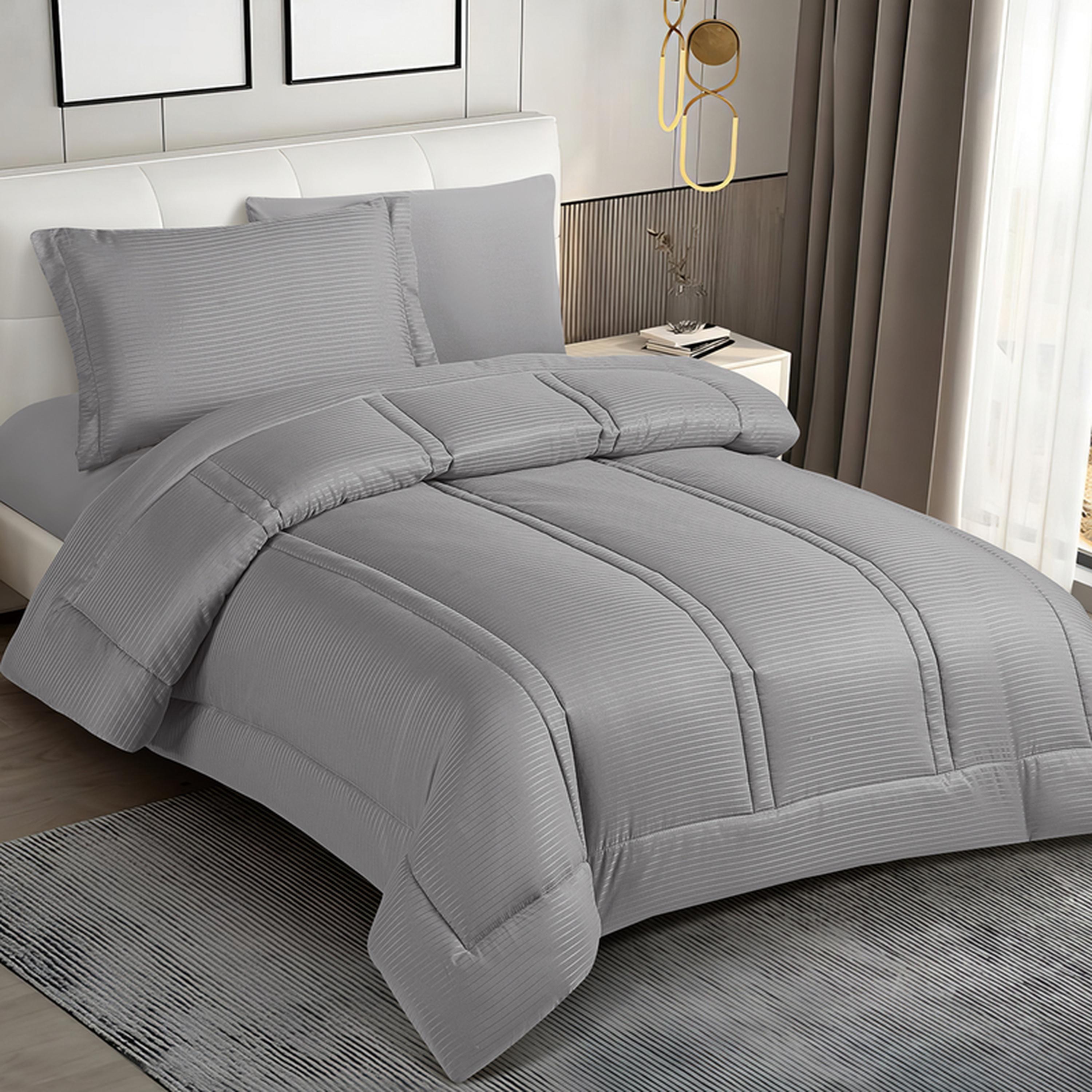 Striped 4-Piece Single Comforter Set - 170x230 cms-household-bedding-comfortersandbedspreads-comforters-image-37