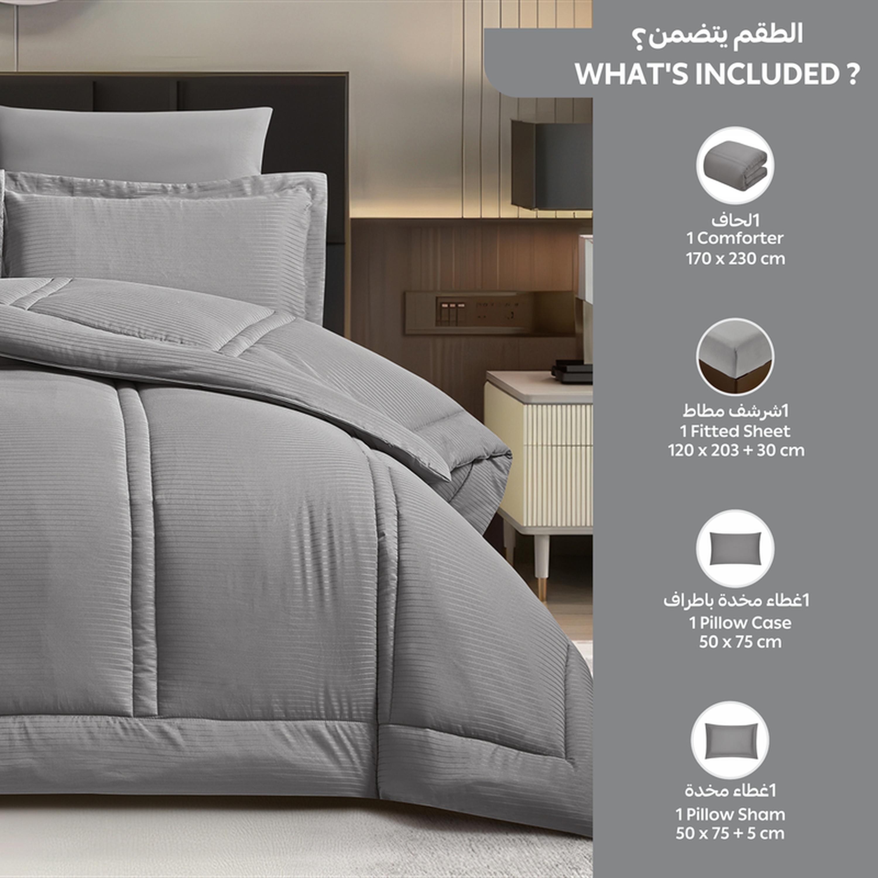 Striped 4-Piece Single Comforter Set - 170x230 cms-household-bedding-comfortersandbedspreads-comforters-image-39