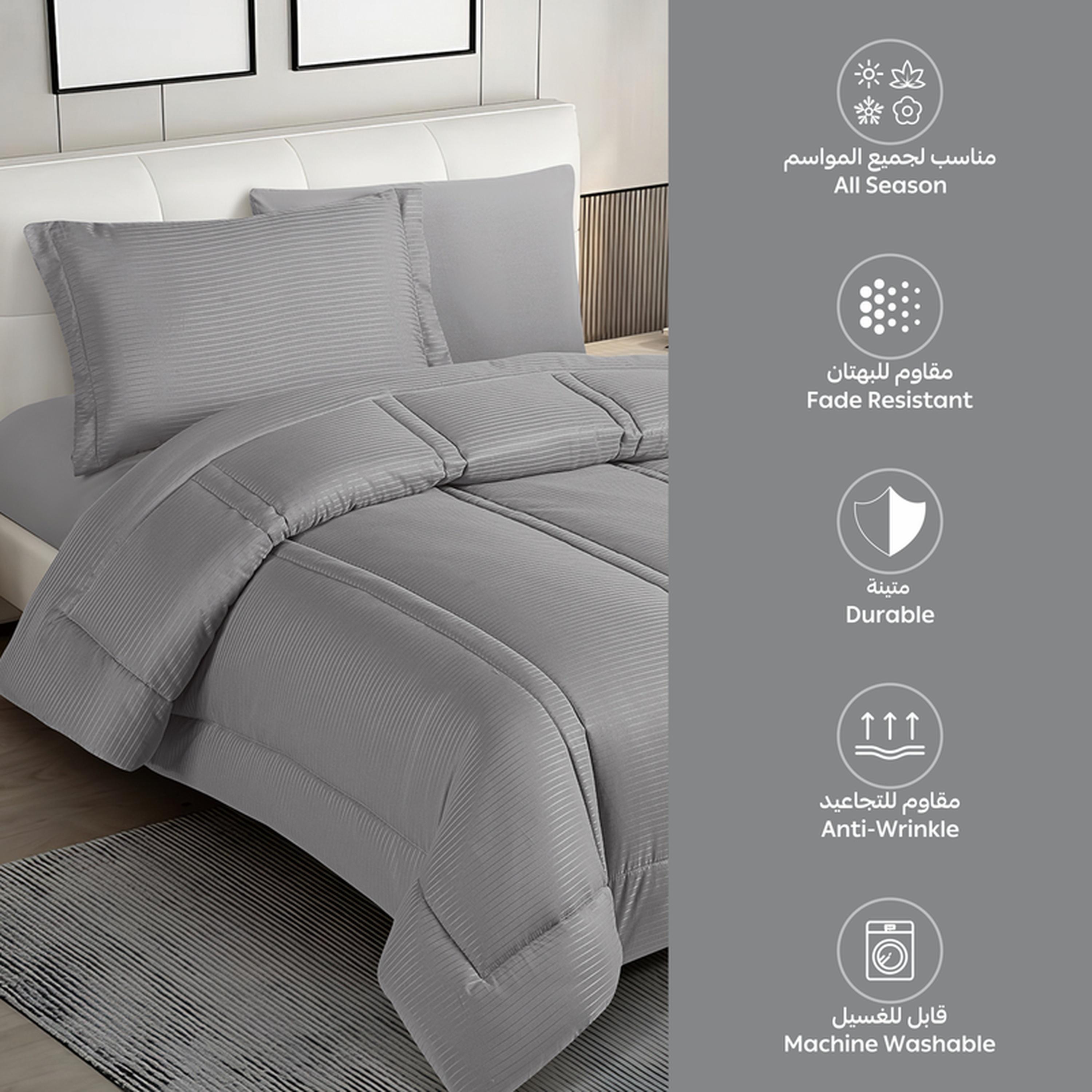 Striped 4-Piece Single Comforter Set - 170x230 cms-household-bedding-comfortersandbedspreads-comforters-image-40