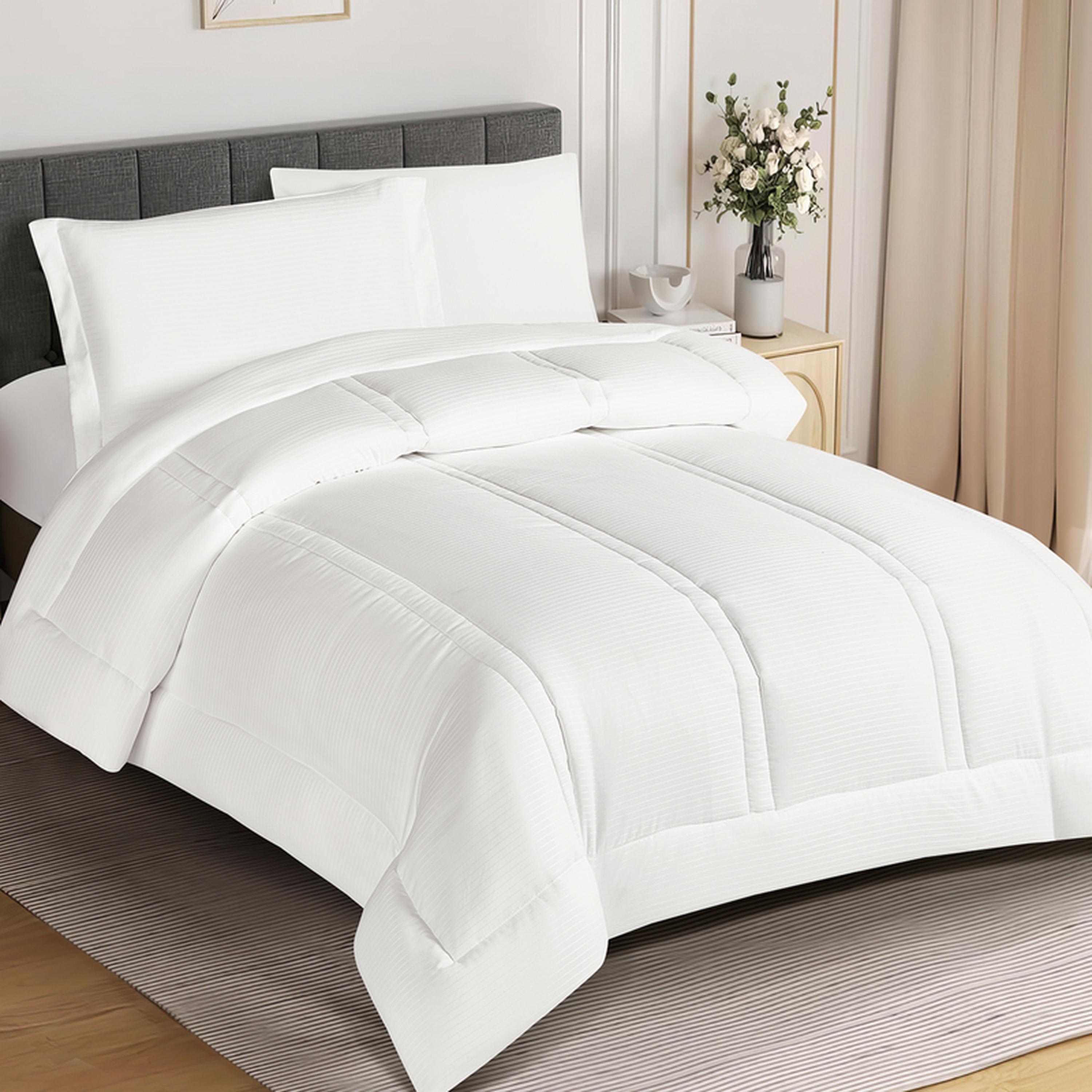 Striped 4-Piece Single Comforter Set - 170x230 cms-household-bedding-comfortersandbedspreads-comforters-image-1