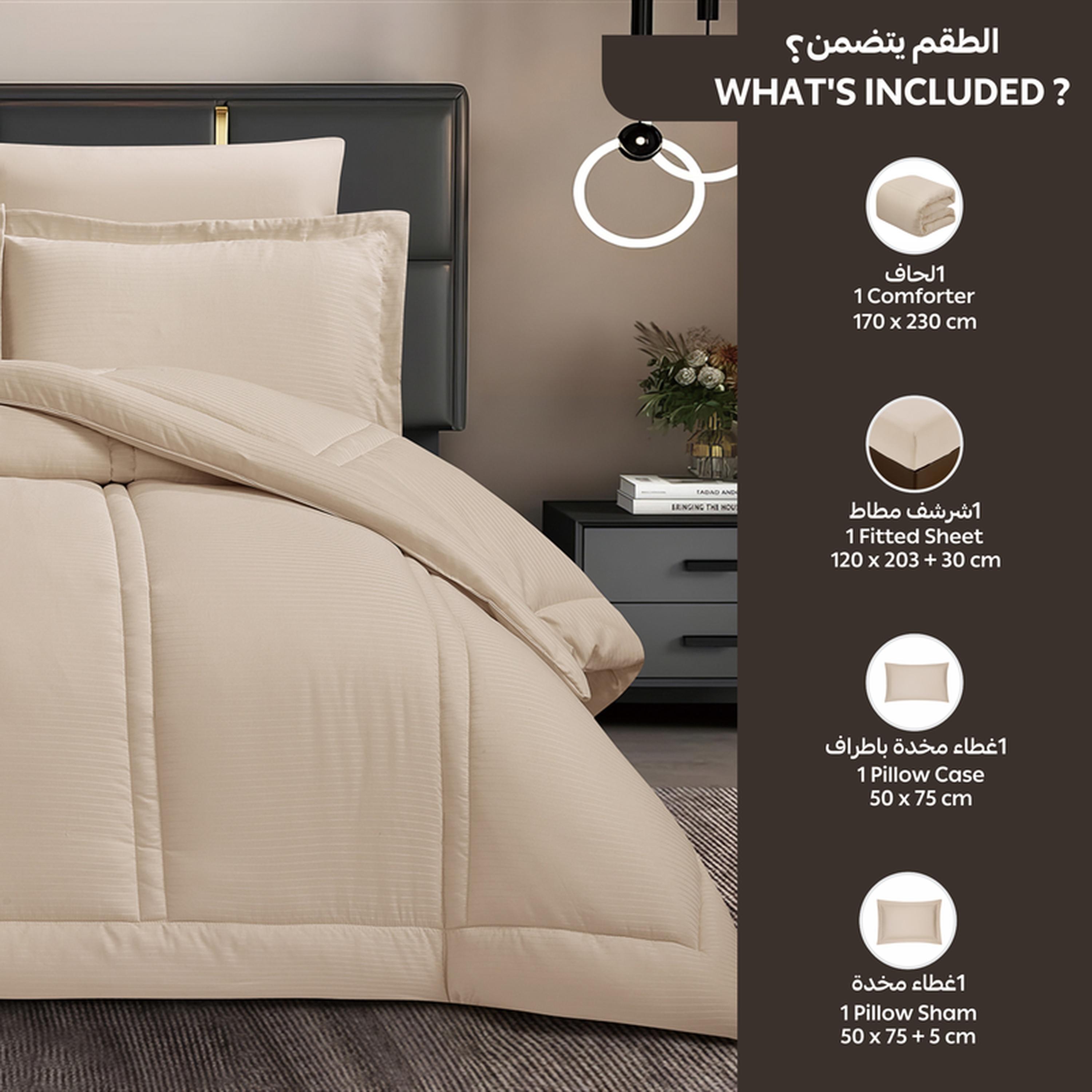Striped 4-Piece Single Comforter Set - 170x230 cms-household-bedding-comfortersandbedspreads-comforters-image-21