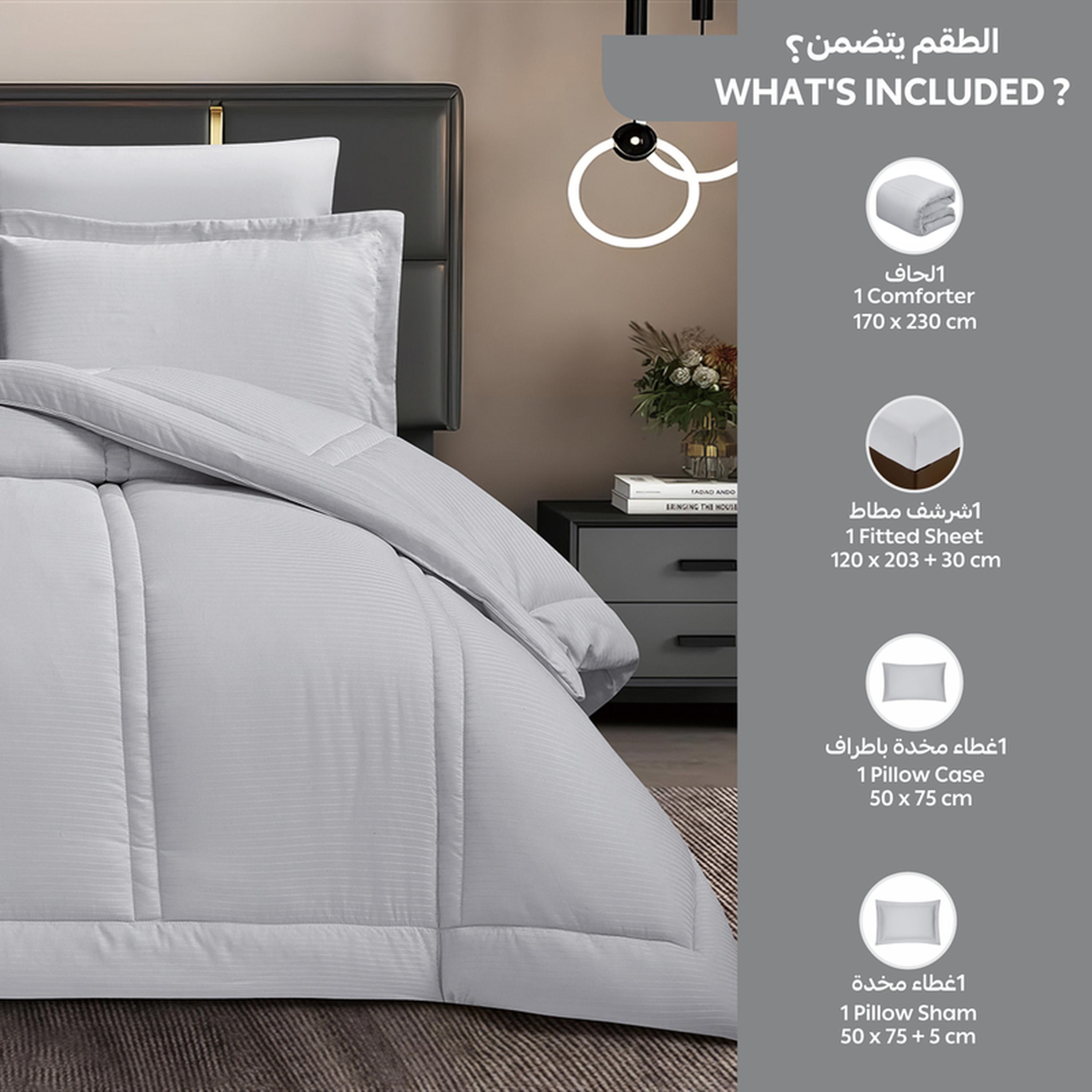Striped 4-Piece Single Comforter Set - 170x230 cms-household-bedding-comfortersandbedspreads-comforters-image-27