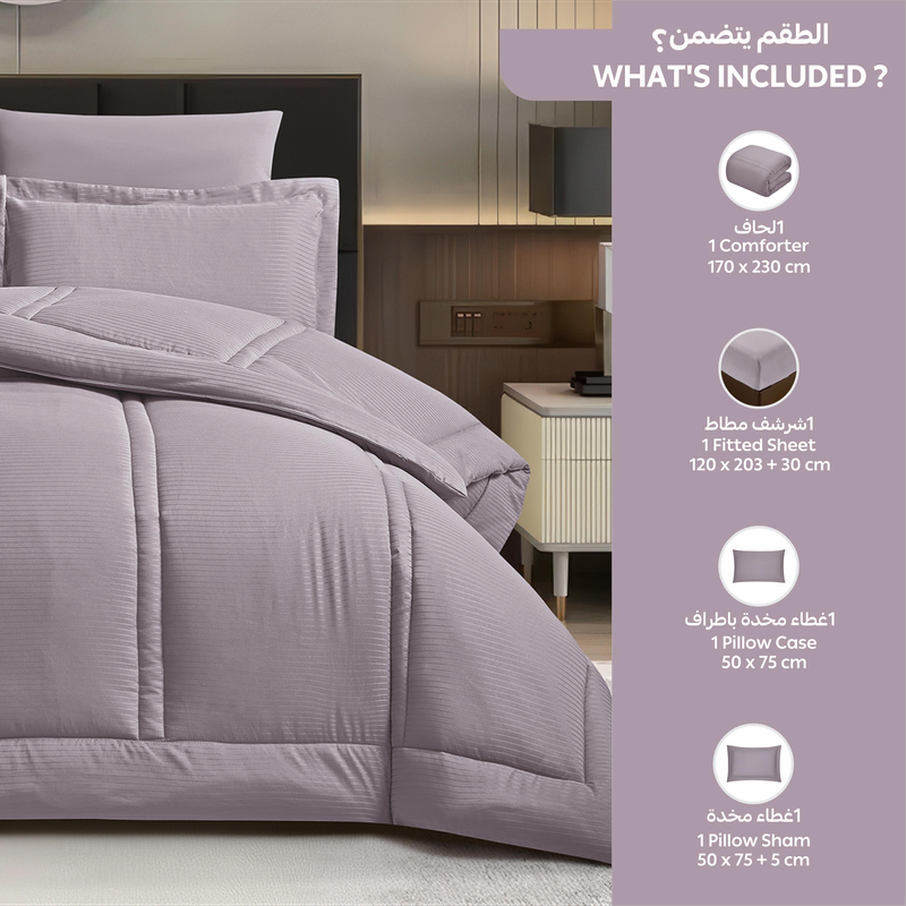 Striped 4-Piece Single Comforter Set - 170x230 cms-household-bedding-comfortersandbedspreads-comforters-image-45