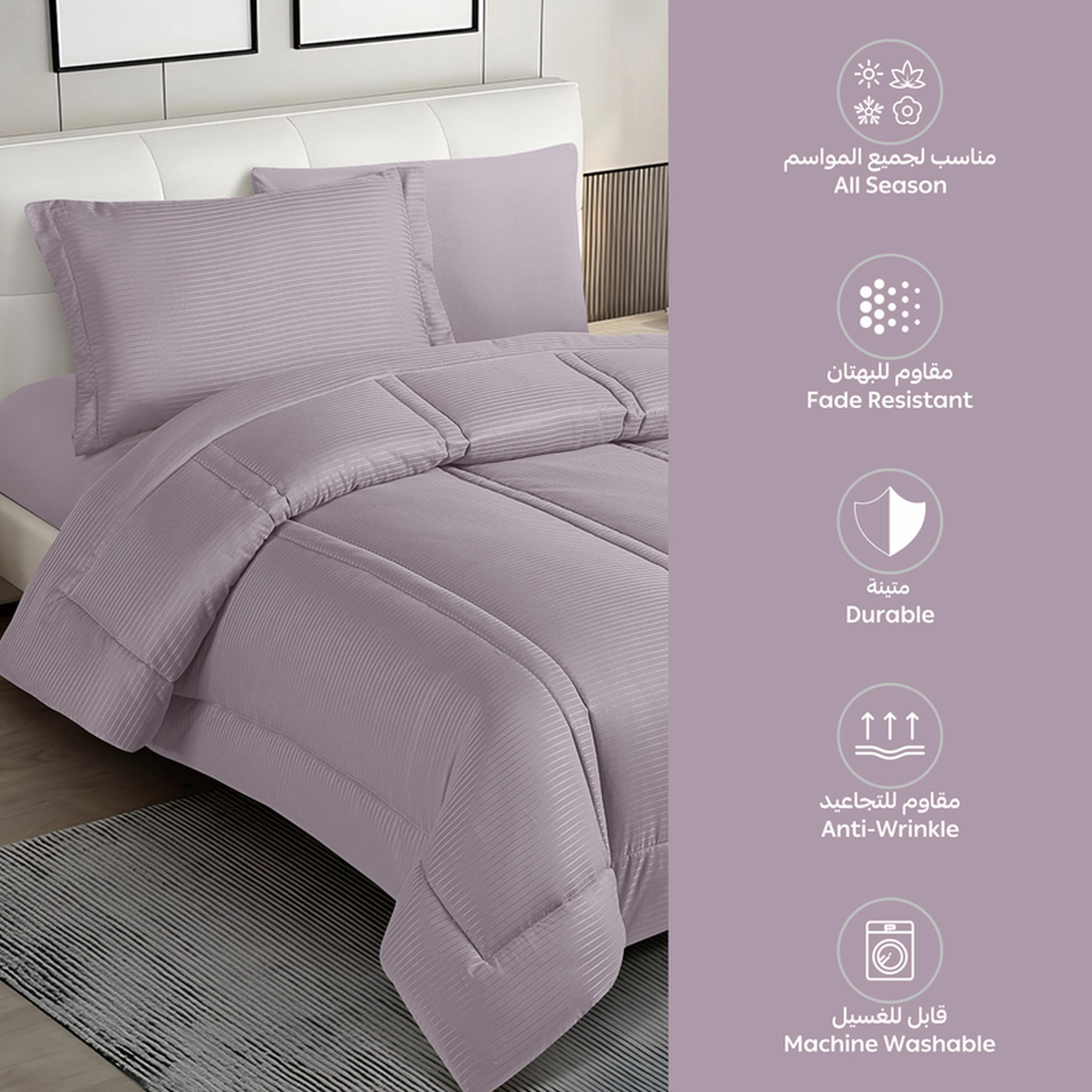 Striped 4-Piece Single Comforter Set - 170x230 cms-household-bedding-comfortersandbedspreads-comforters-image-46