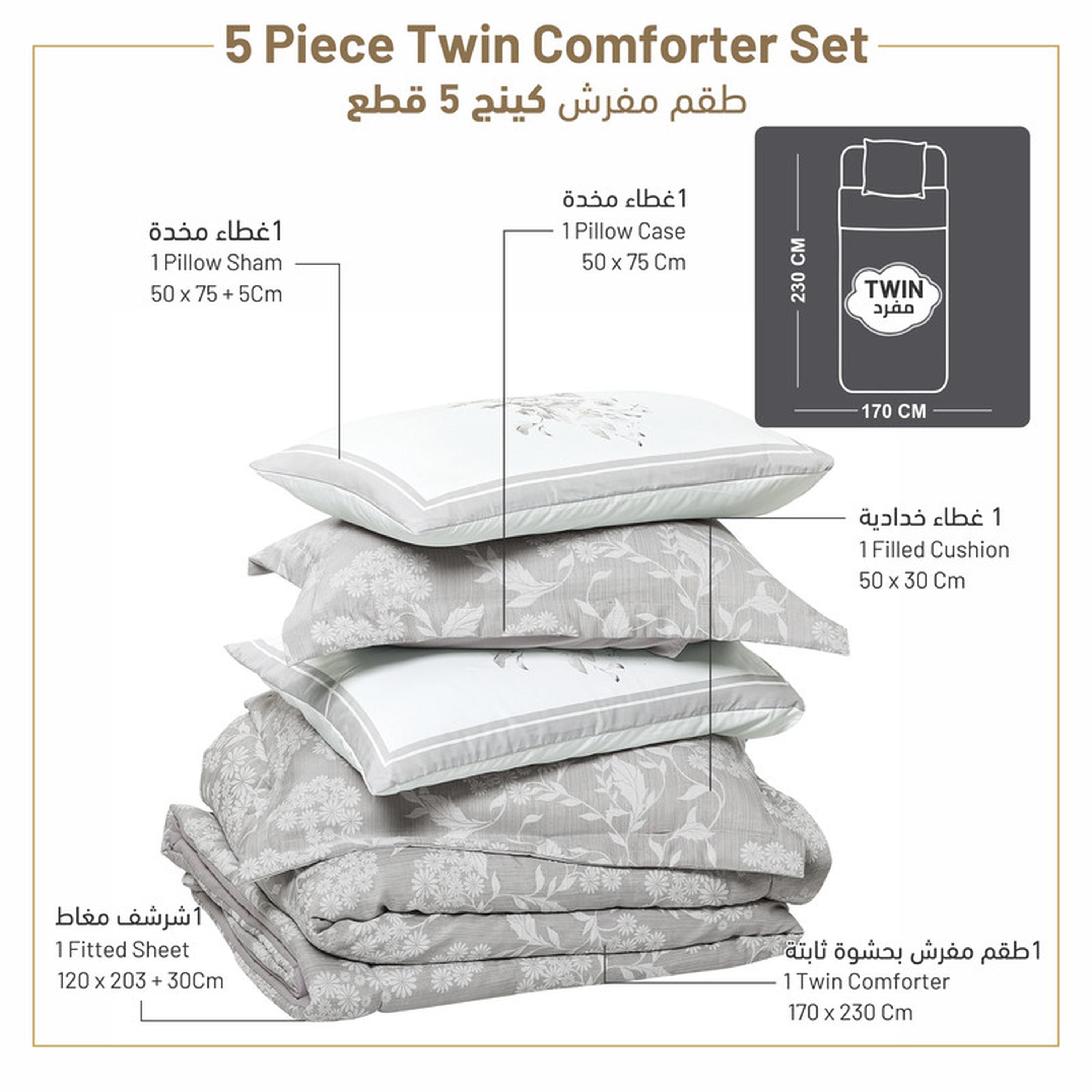 Printed 5-Piece Twin Comforter Set - 170x230 cms-household-bedding-comfortersandbedspreads-comforters-image-19