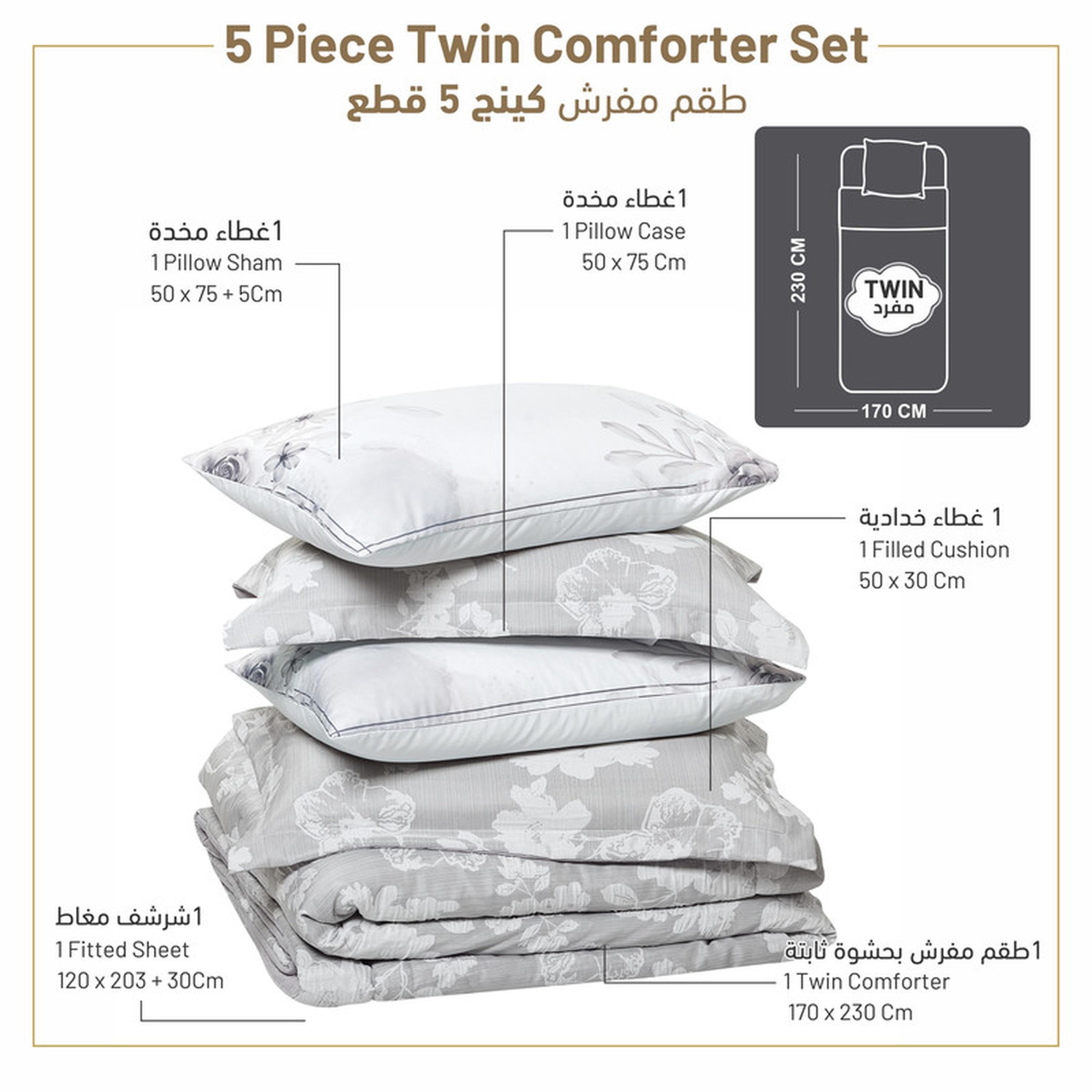 Printed 5-Piece Twin Comforter Set - 170x230 cms-household-bedding-comfortersandbedspreads-comforters-image-26