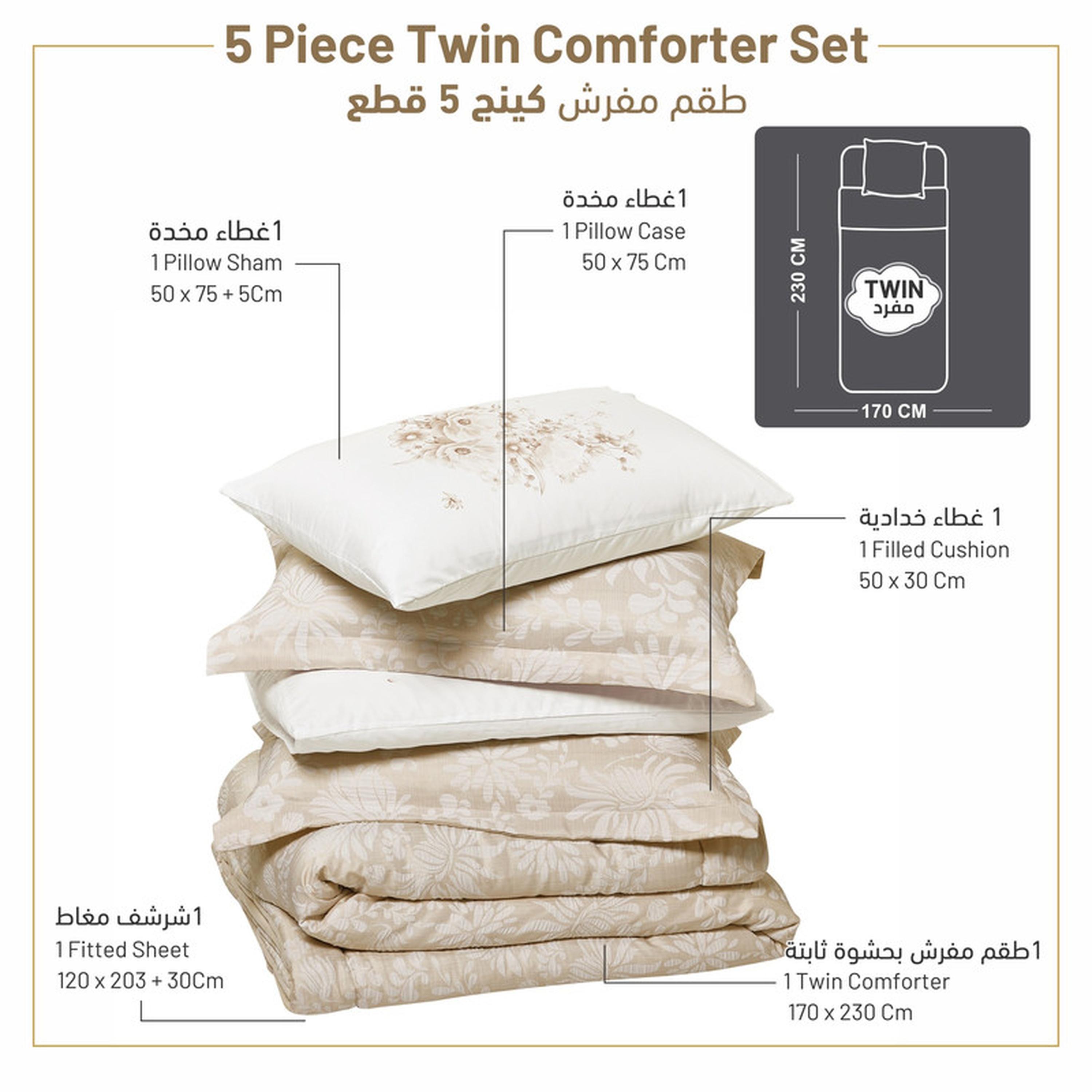 Printed 5-Piece Twin Comforter Set - 170x230 cms-household-bedding-comfortersandbedspreads-comforters-image-33