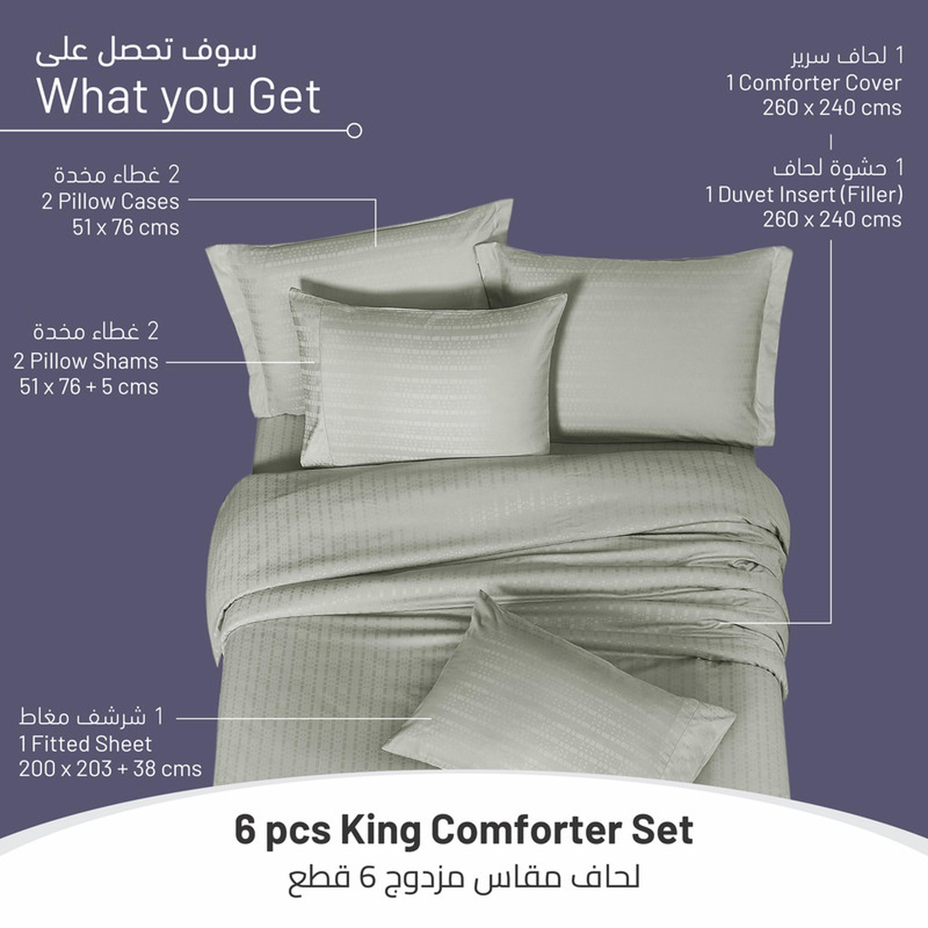 طقم لحاف كينج مخطط 6 قطع من دوناتيلا - 240x260 سم-household-bedding-comfortersandbedspreads-comforters-image-1