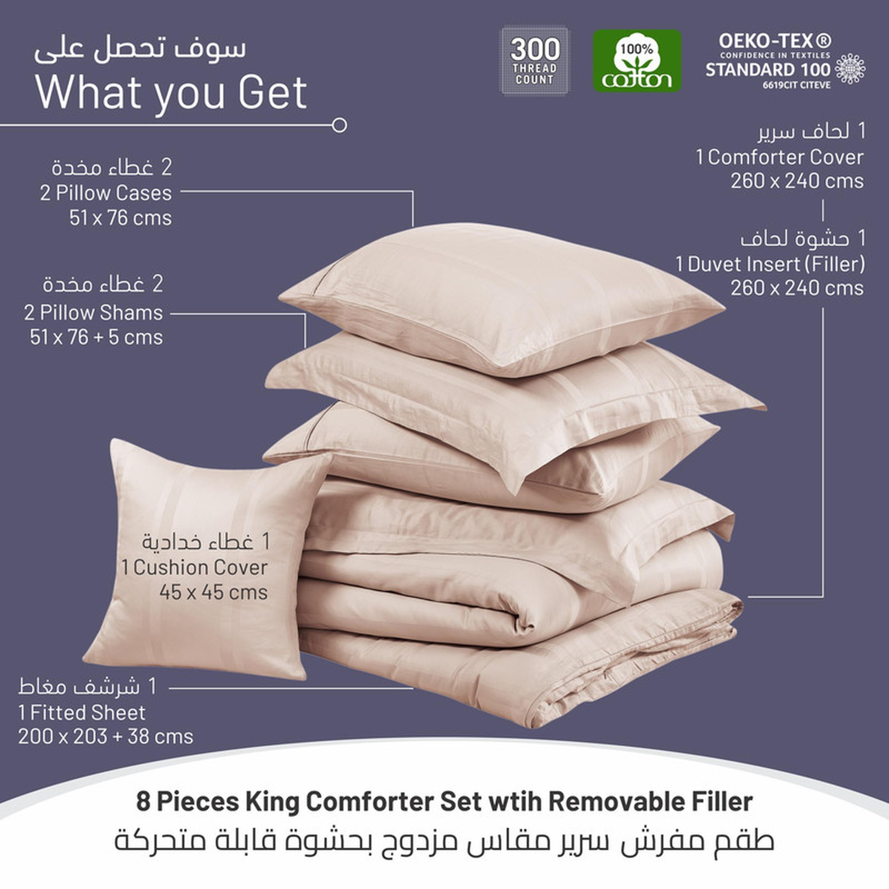 Striped 8-Piece 300 Thread Count Cotton King Comforter Set - 240x260 cms-household-bedding-comfortersandbedspreads-comforters-image-3