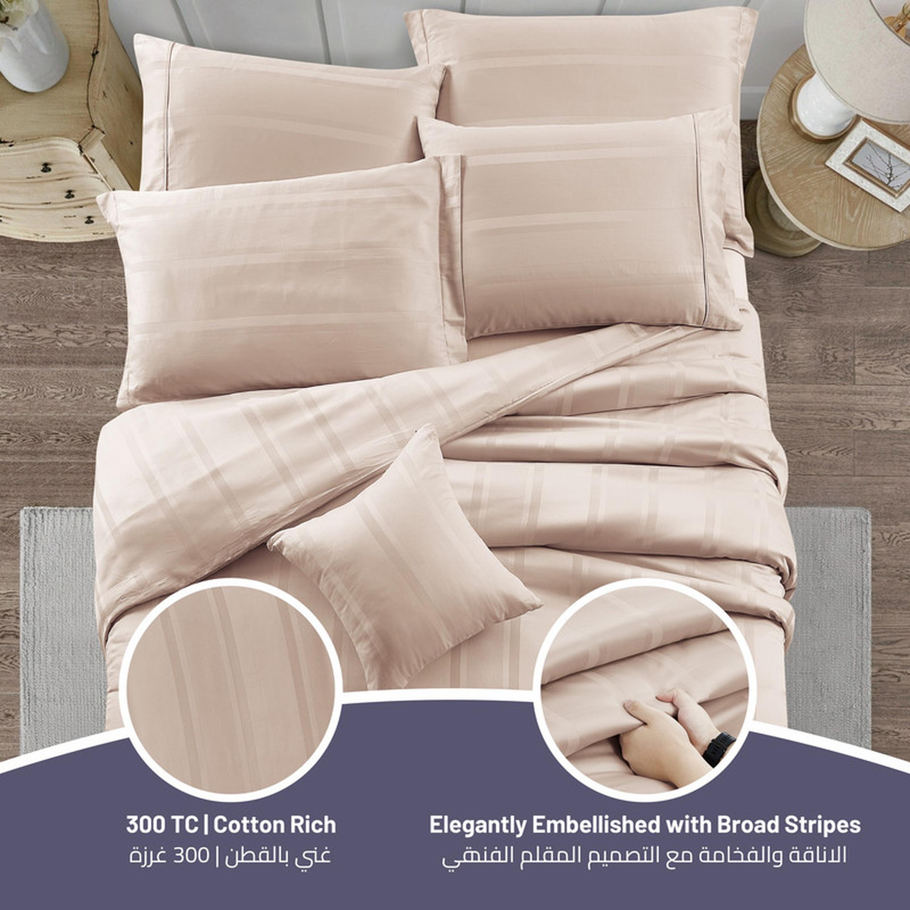 Striped 8-Piece 300 Thread Count Cotton King Comforter Set - 240x260 cms-household-bedding-comfortersandbedspreads-comforters-image-6