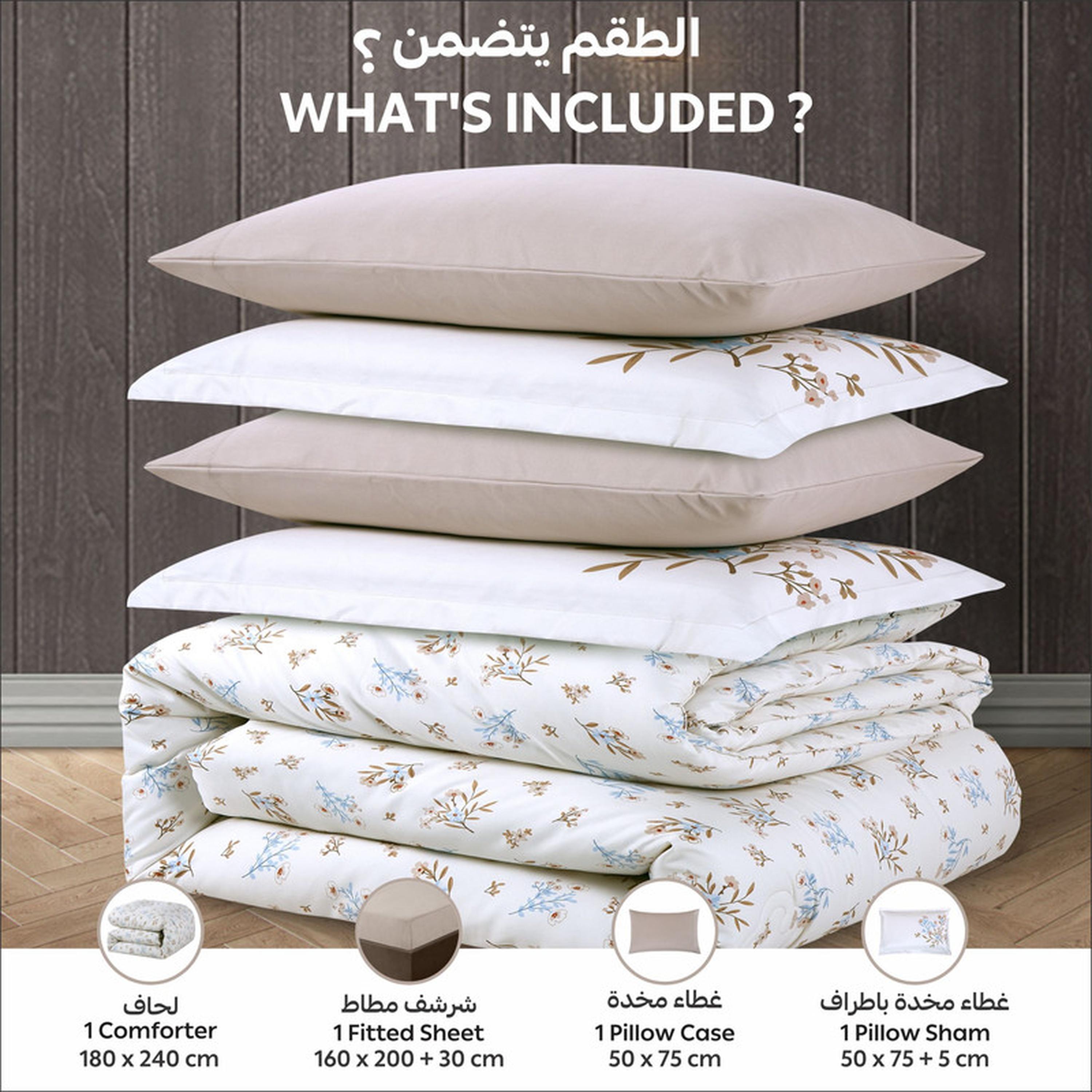 Floral Print 4-Piece Twin Comforter Set - 170x230 cms-household-bedding-comfortersandbedspreads-comforters-image-81