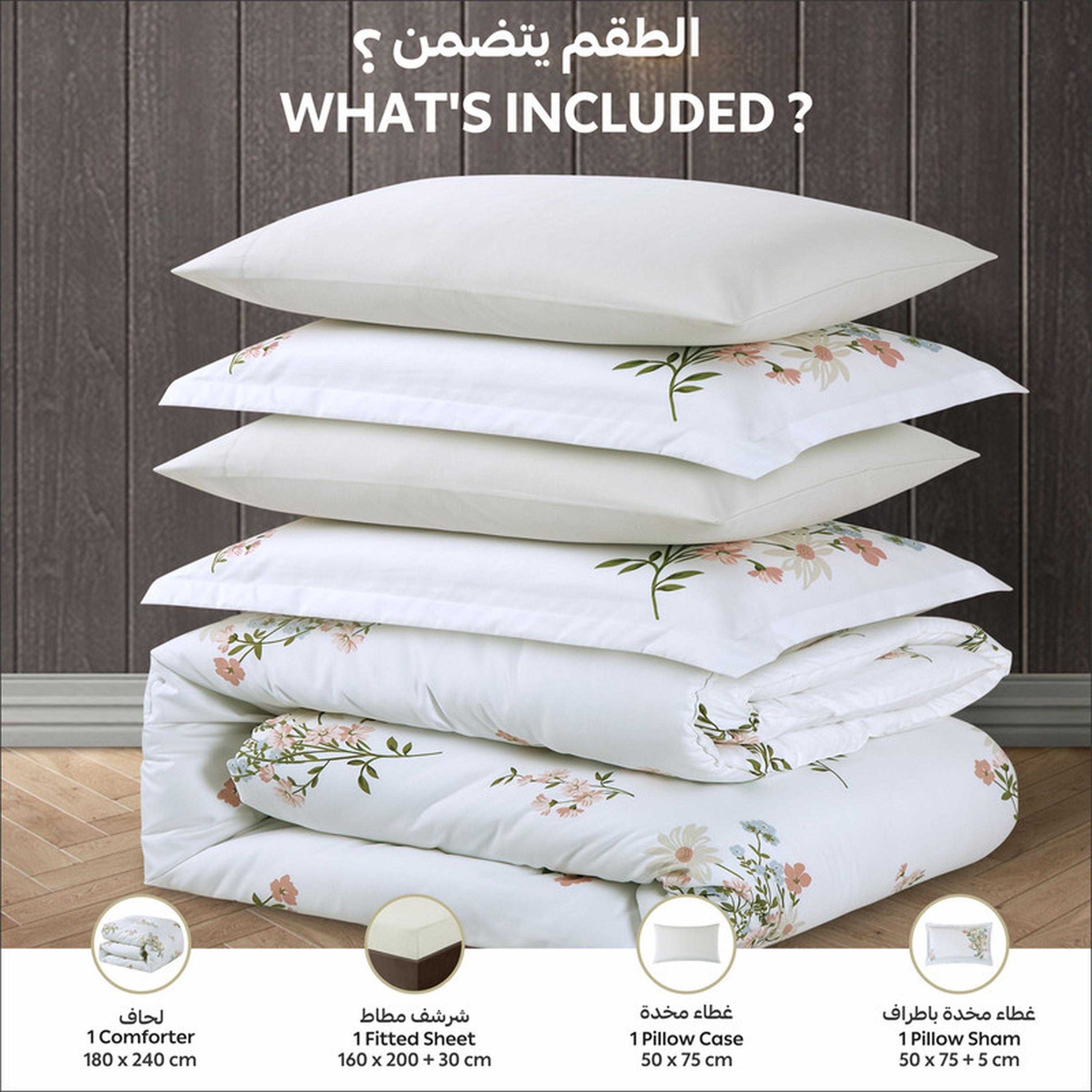 Floral Print 4-Piece Twin Comforter Set - 170x230 cms-household-bedding-comfortersandbedspreads-comforters-image-95