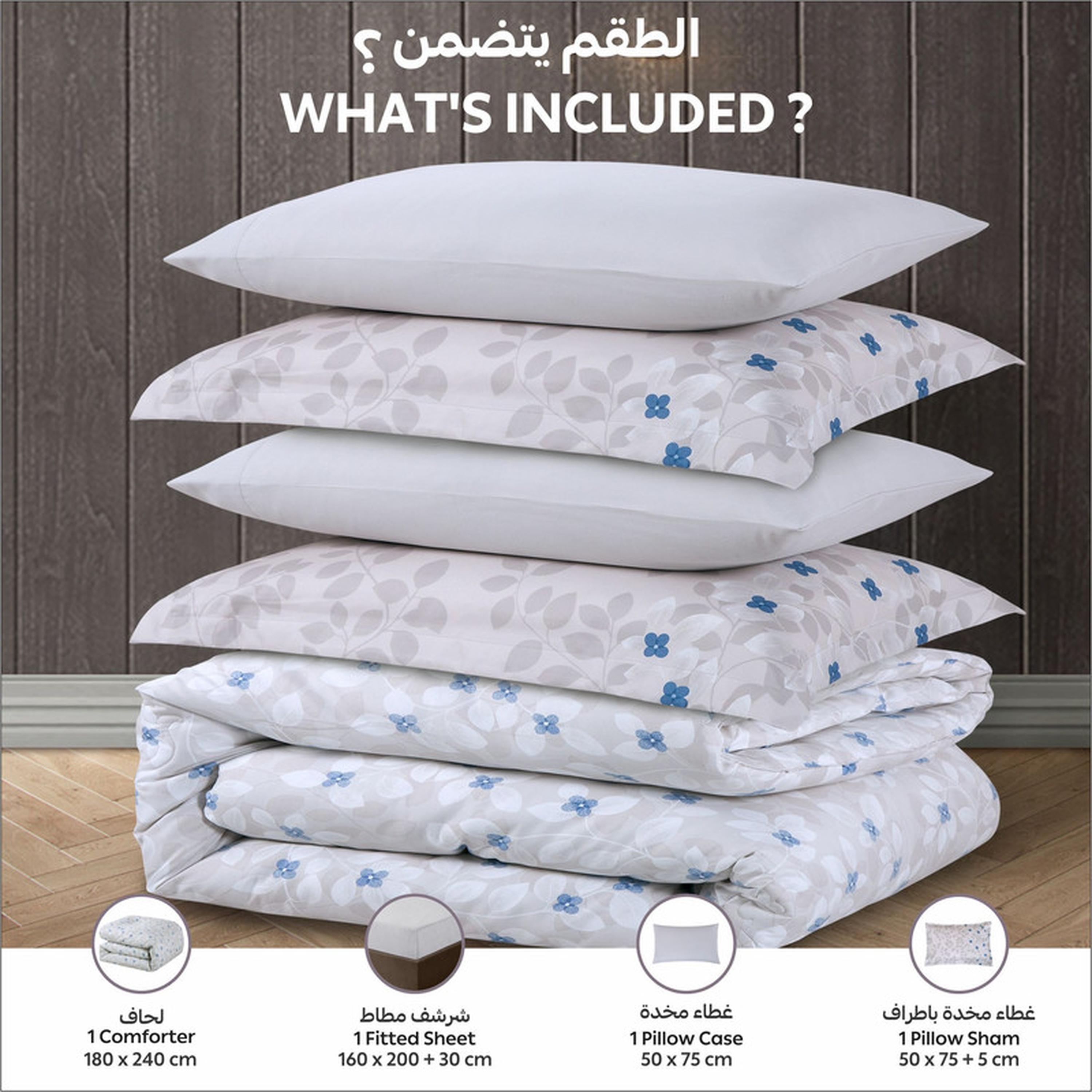 Floral Print 4-Piece Twin Comforter Set - 170x230 cms-household-bedding-comfortersandbedspreads-comforters-image-102