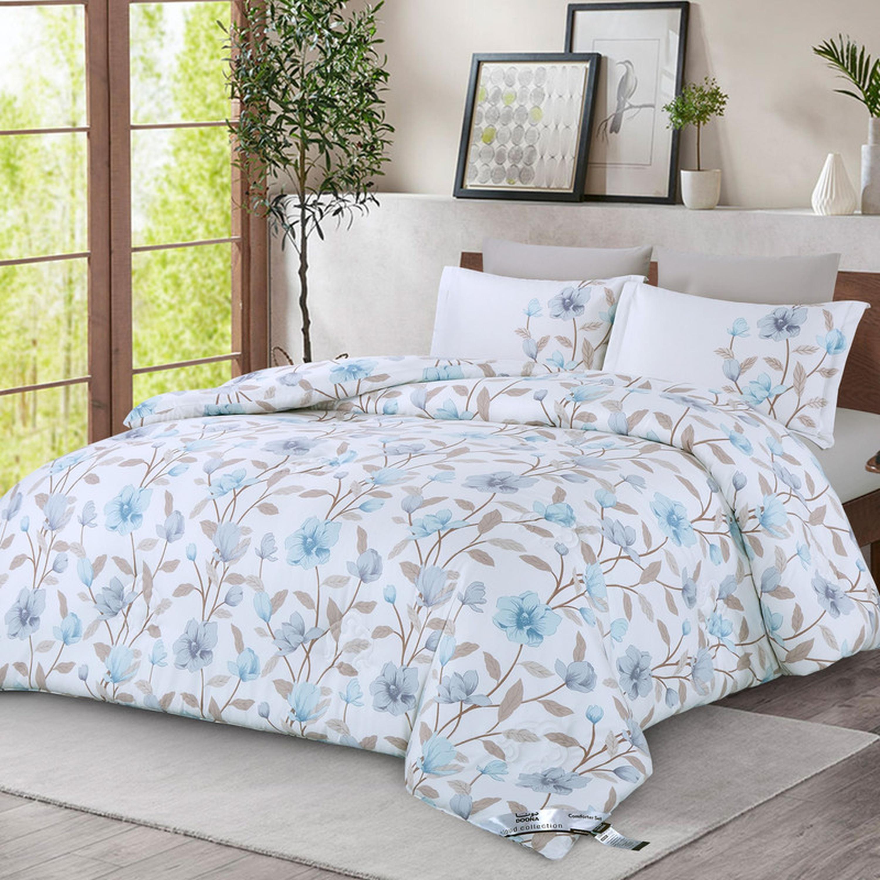 Floral Print 4-Piece Twin Comforter Set - 170x230 cms-household-bedding-comfortersandbedspreads-comforters-image-107