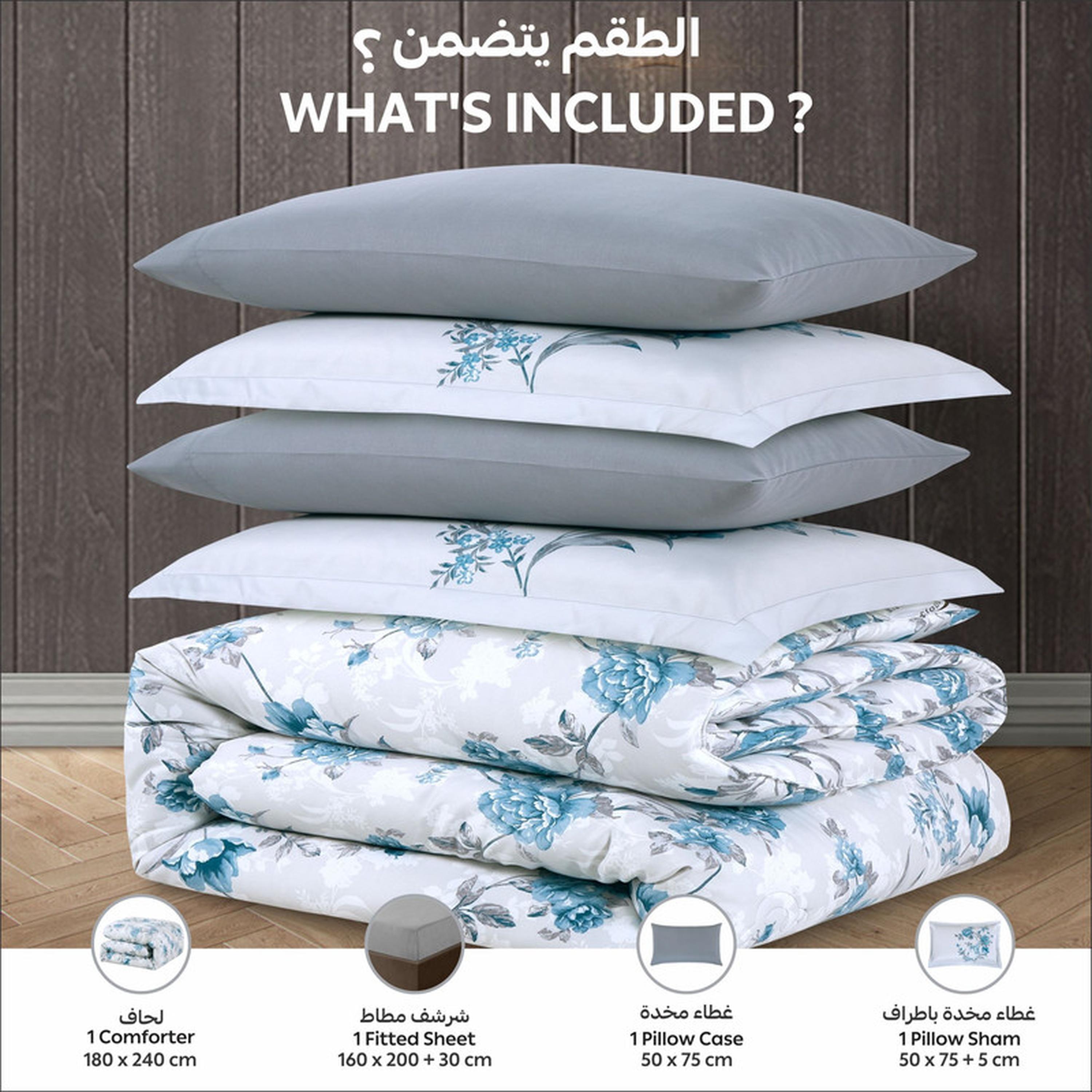 Floral Print 4-Piece Twin Comforter Set - 170x230 cms-household-bedding-comfortersandbedspreads-comforters-image-4