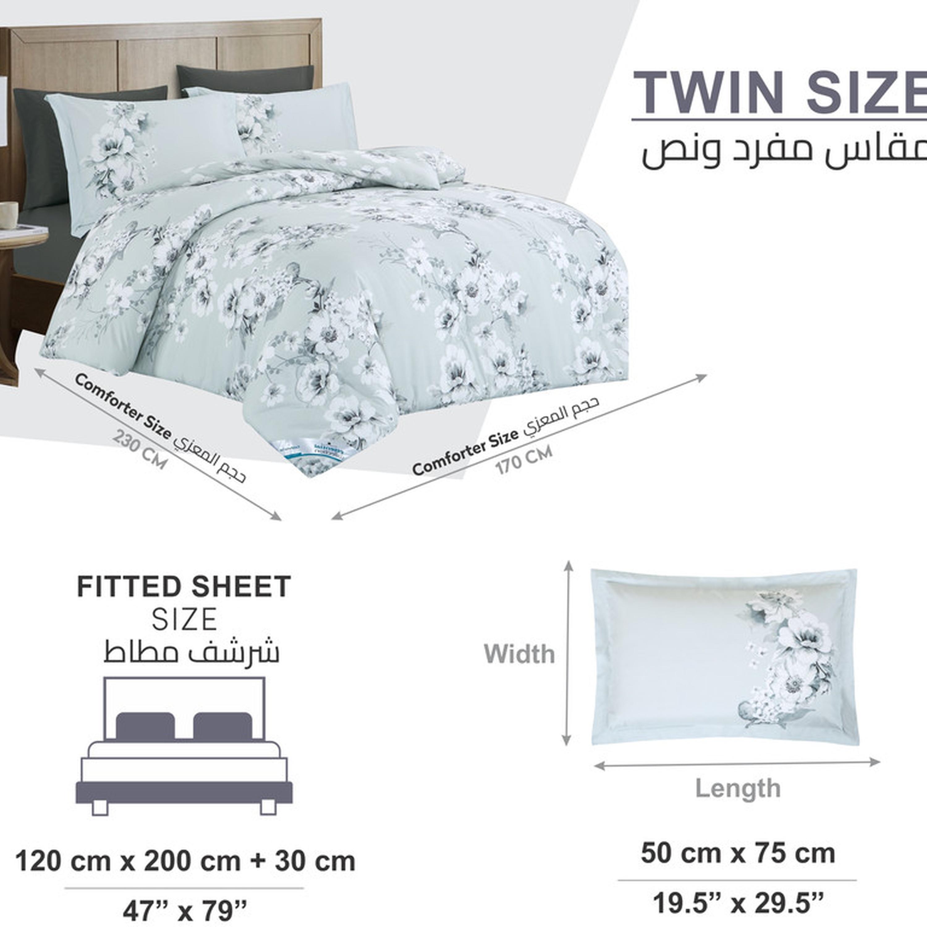 Floral Print 4-Piece Twin Comforter Set - 170x230 cms-household-bedding-comfortersandbedspreads-comforters-image-3