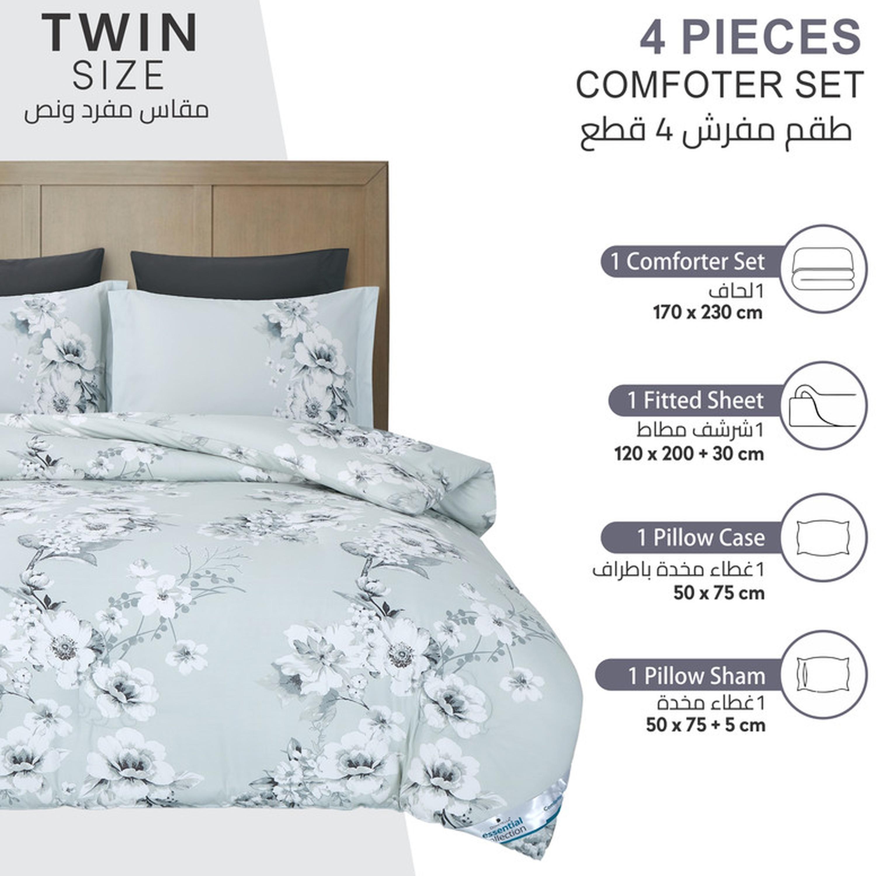 Floral Print 4-Piece Twin Comforter Set - 170x230 cms-household-bedding-comfortersandbedspreads-comforters-image-4