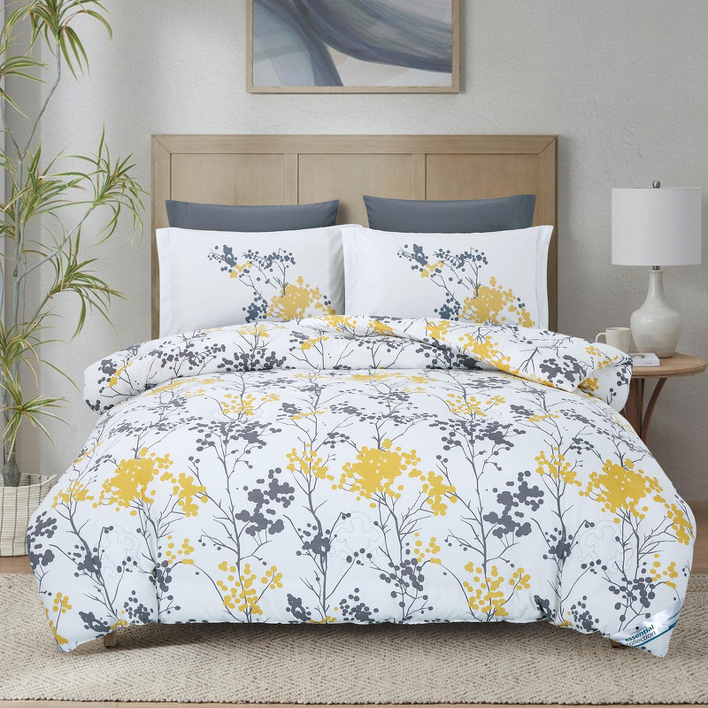 Floral Print 4-Piece Twin Comforter Set - 170x230 cms-household-bedding-comfortersandbedspreads-comforters-image-134