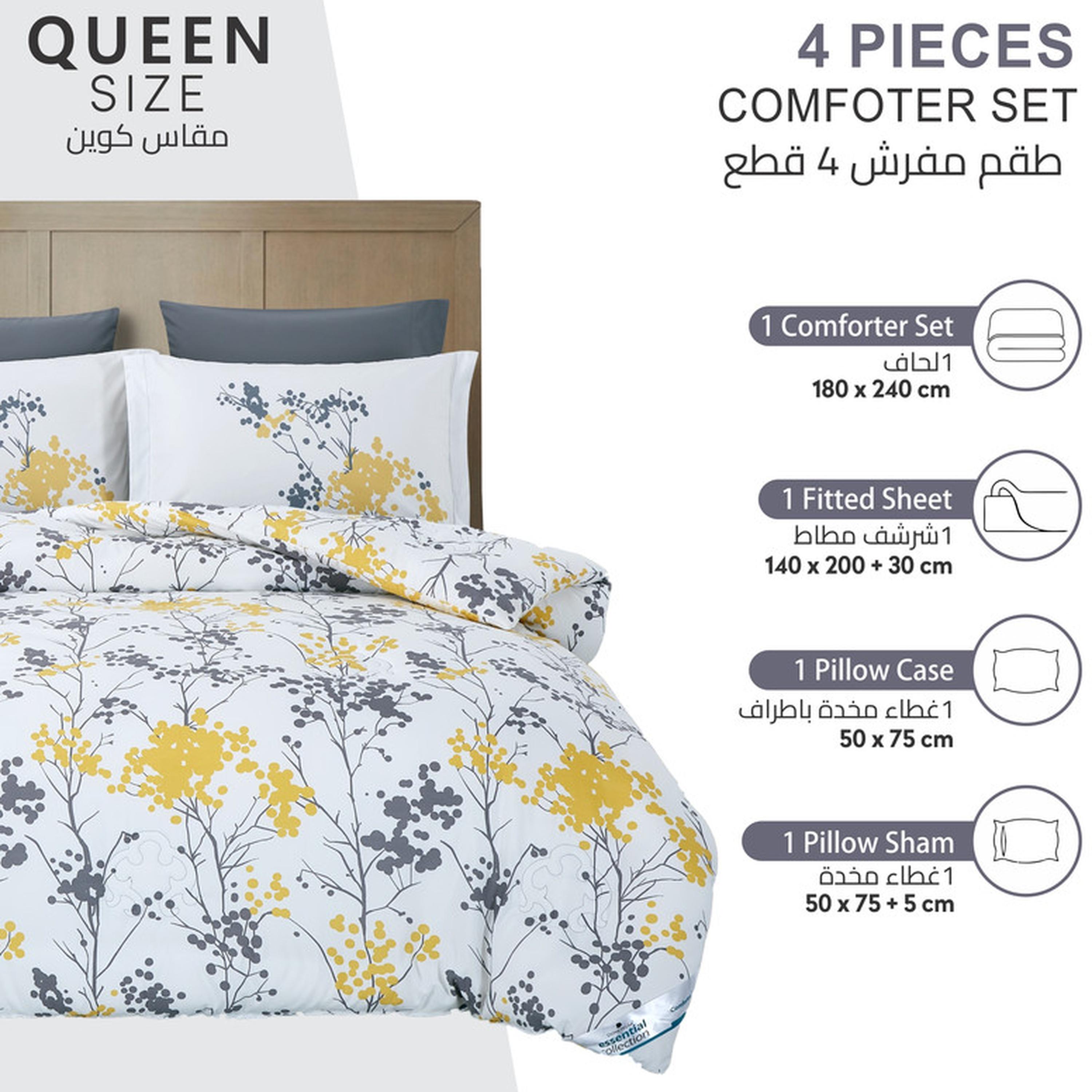 Floral Print 4-Piece Twin Comforter Set - 170x230 cms-household-bedding-comfortersandbedspreads-comforters-image-137