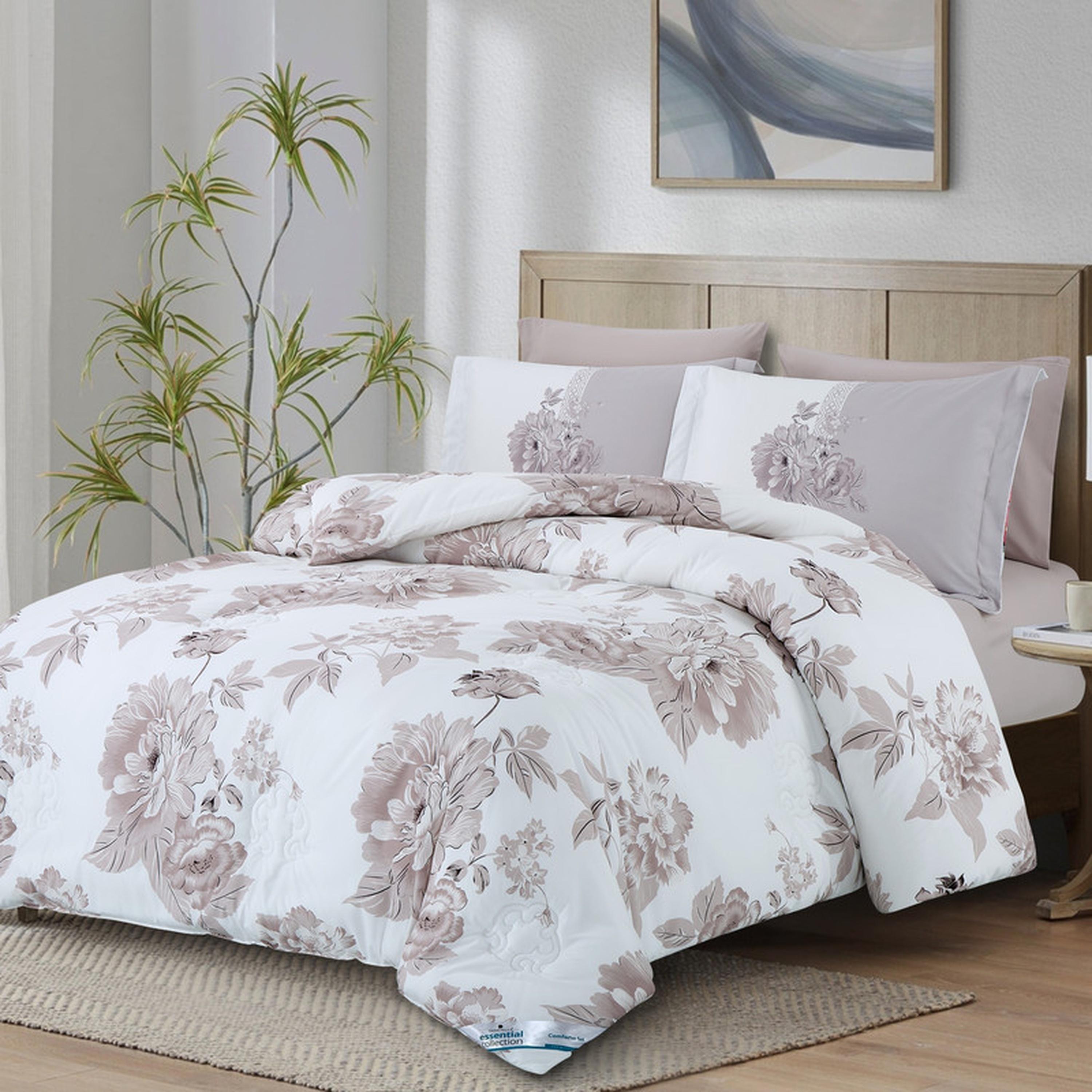 Floral Print 4-Piece Twin Comforter Set - 170x230 cms-household-bedding-comfortersandbedspreads-comforters-image-142