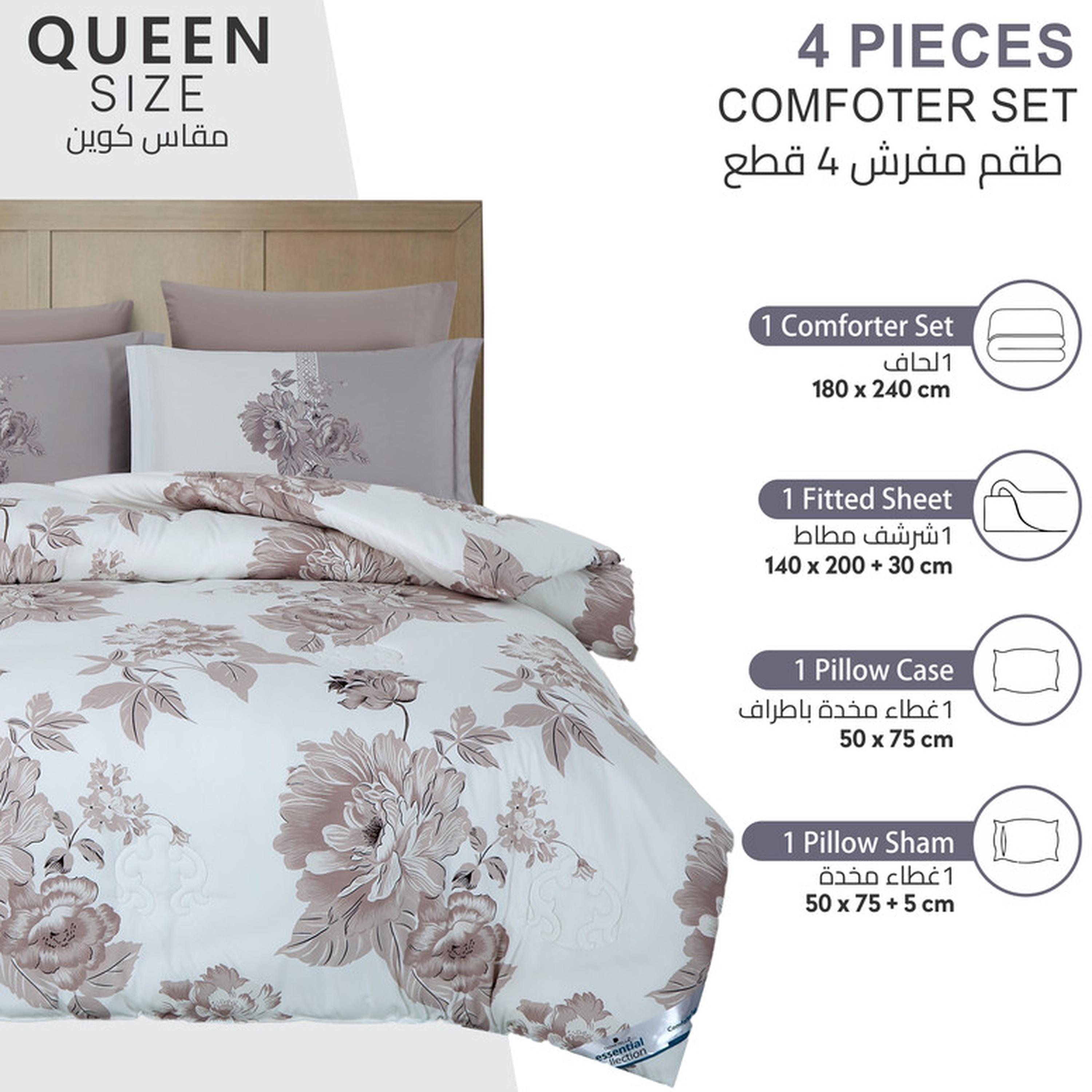 Floral Print 4-Piece Twin Comforter Set - 170x230 cms-household-bedding-comfortersandbedspreads-comforters-image-144