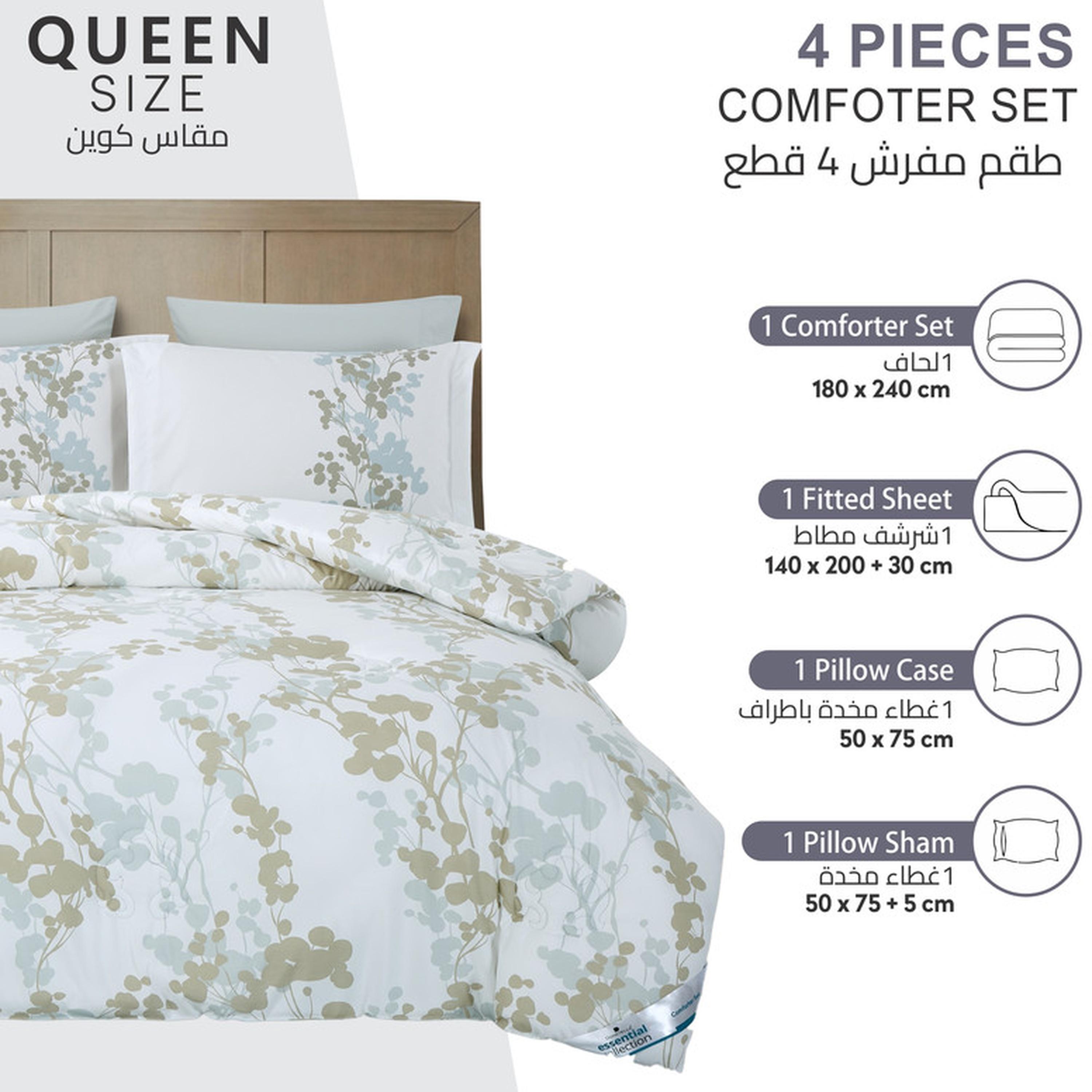 Floral Print 4-Piece Twin Comforter Set - 170x230 cms-household-bedding-comfortersandbedspreads-comforters-image-151