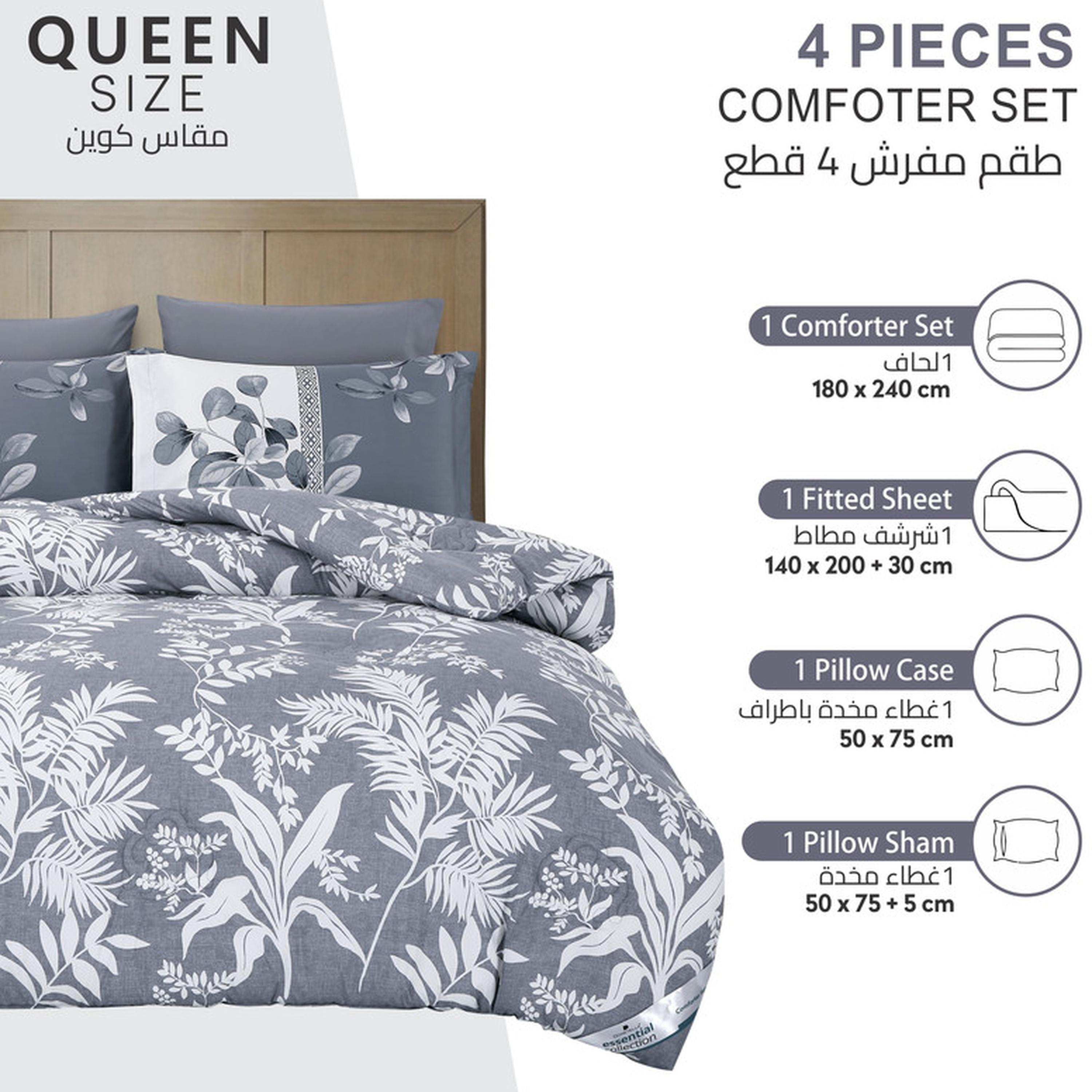 Floral Print 4-Piece Twin Comforter Set - 170x230 cms-household-bedding-comfortersandbedspreads-comforters-image-165
