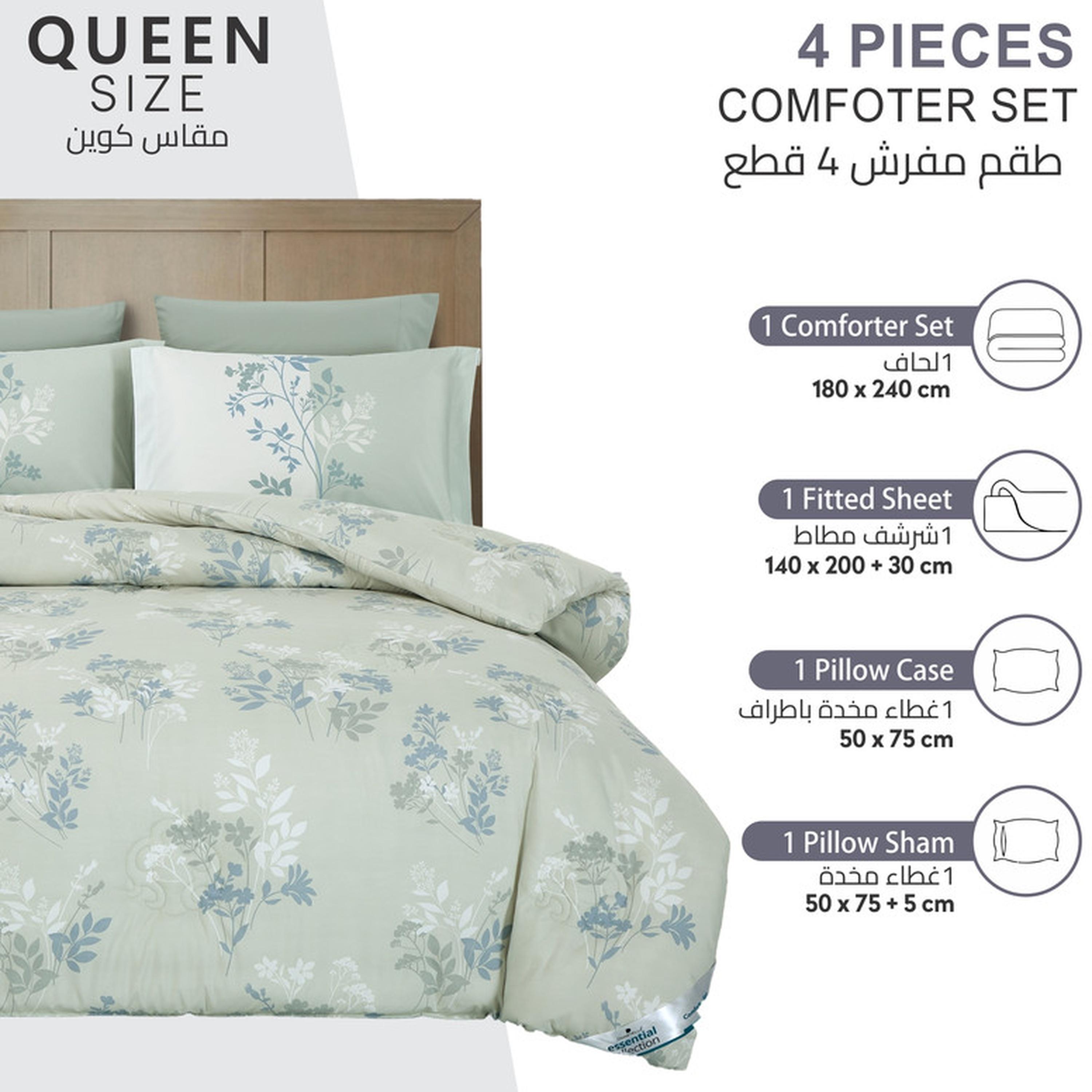 Floral Print 4-Piece Twin Comforter Set - 170x230 cms-household-bedding-comfortersandbedspreads-comforters-image-172